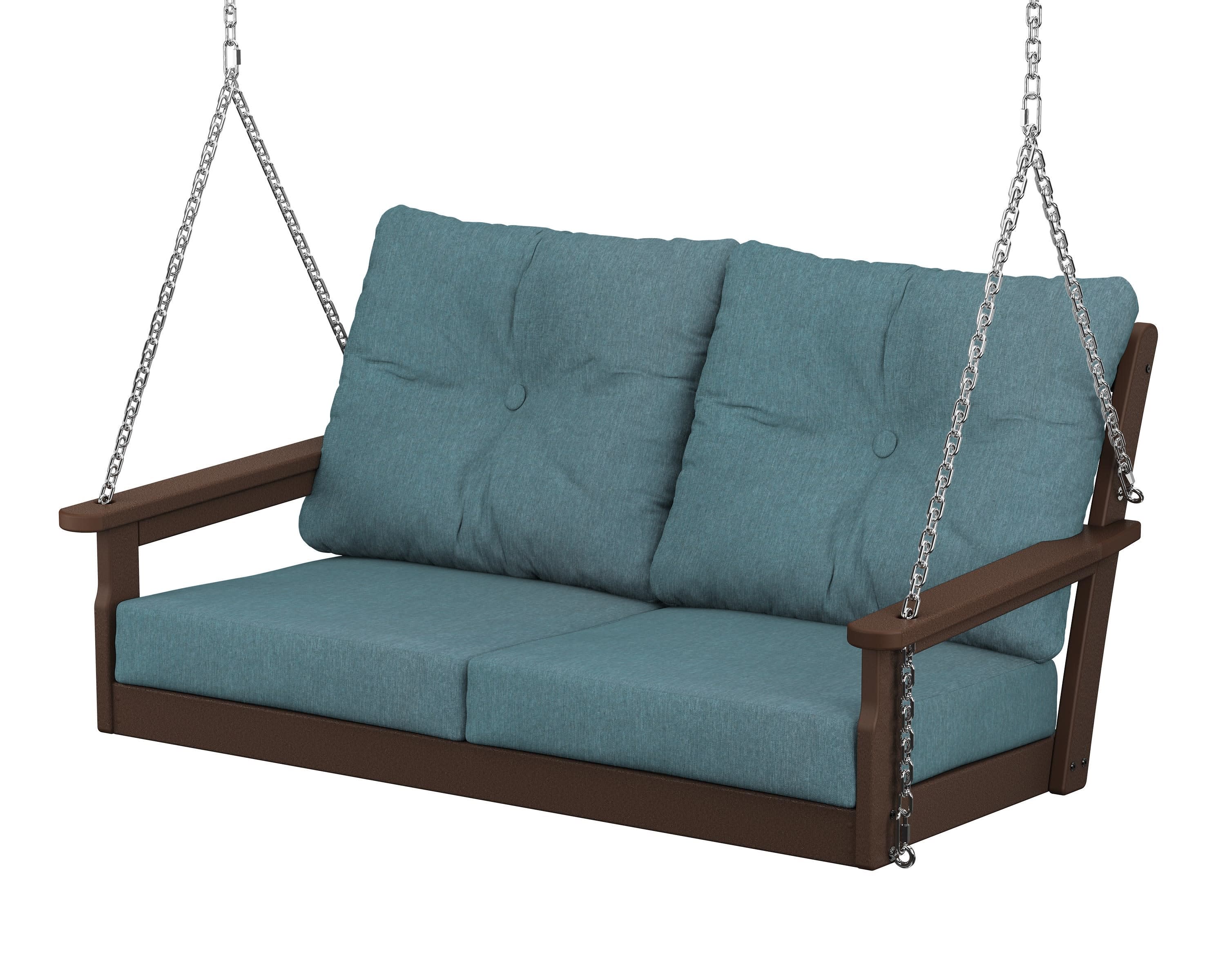 Vineyard Deep Seating Swing in Mahogany / Ocean Teal