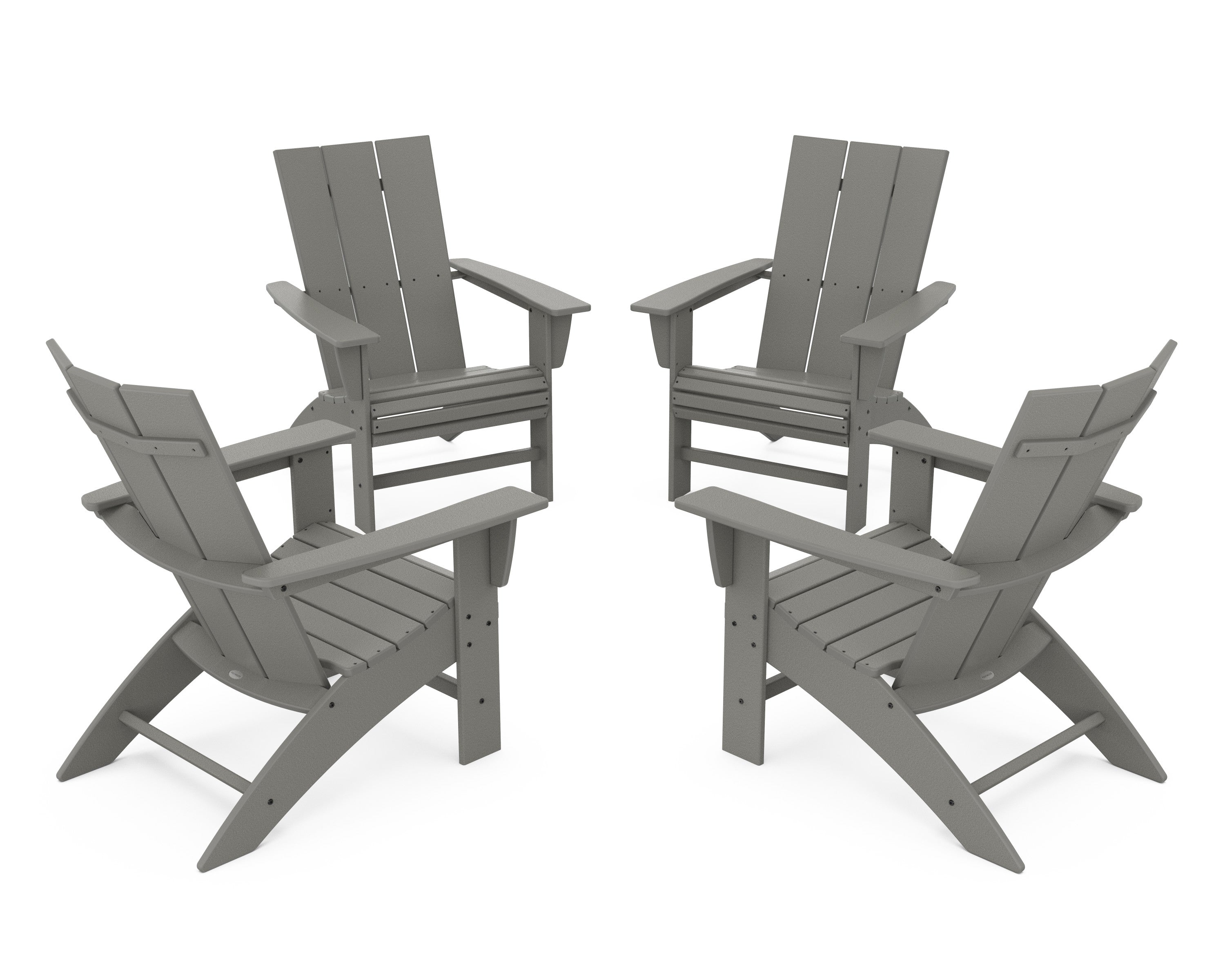 4-Piece Modern Curveback Adirondack Conversation Set in Slate Grey