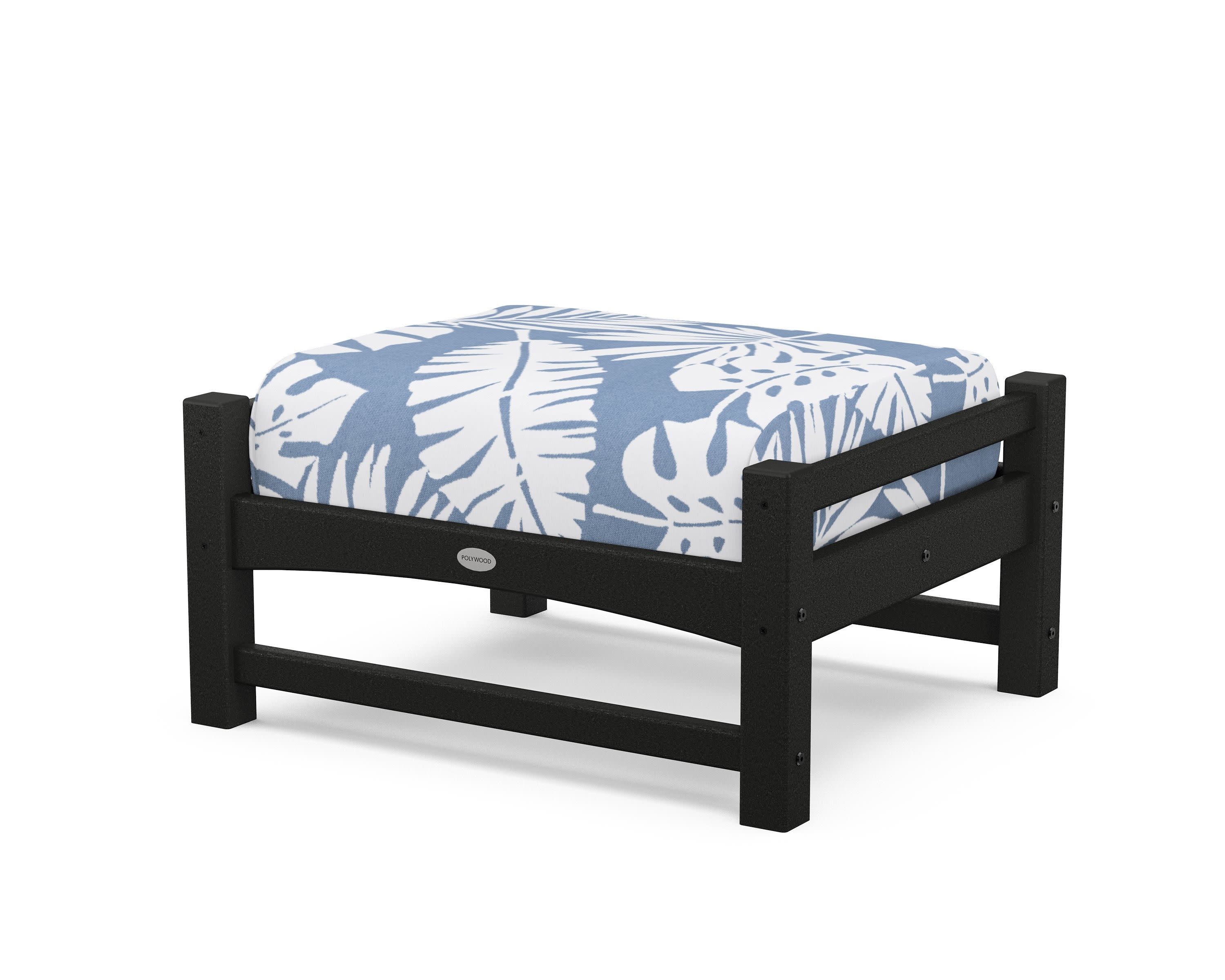 Club Ottoman in Black / Leaf Sky Blue