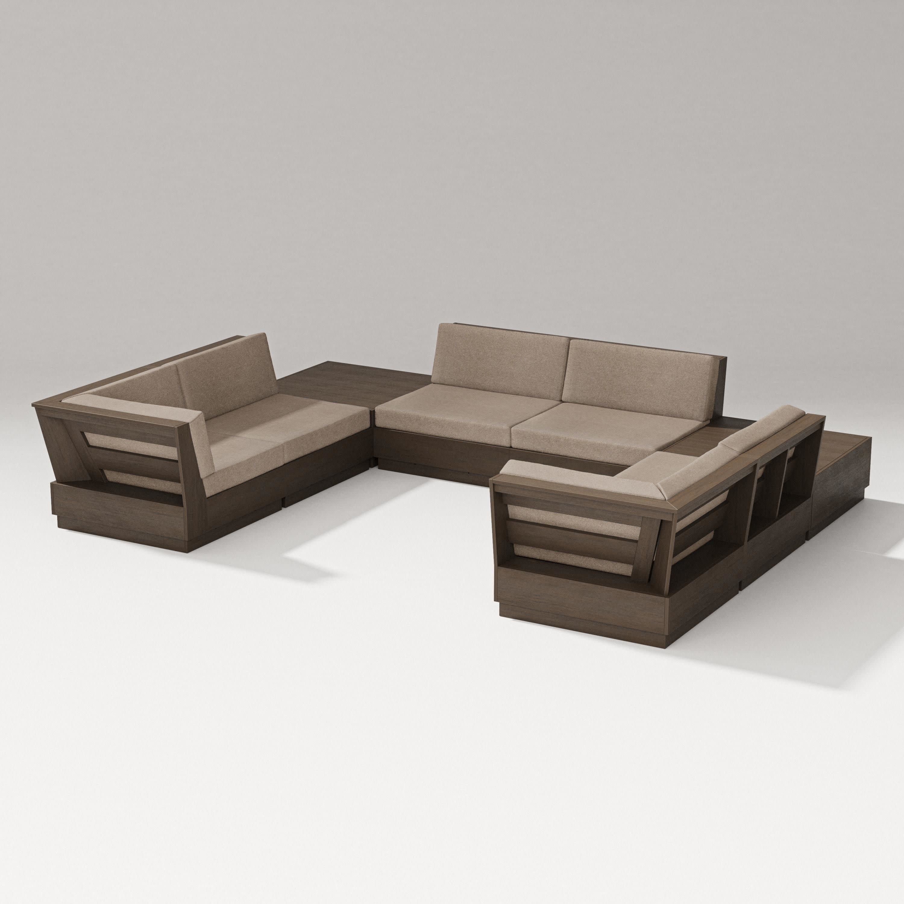 Elevate 8-Piece U-Shaped Sectional in Kona / Spiced Burlap