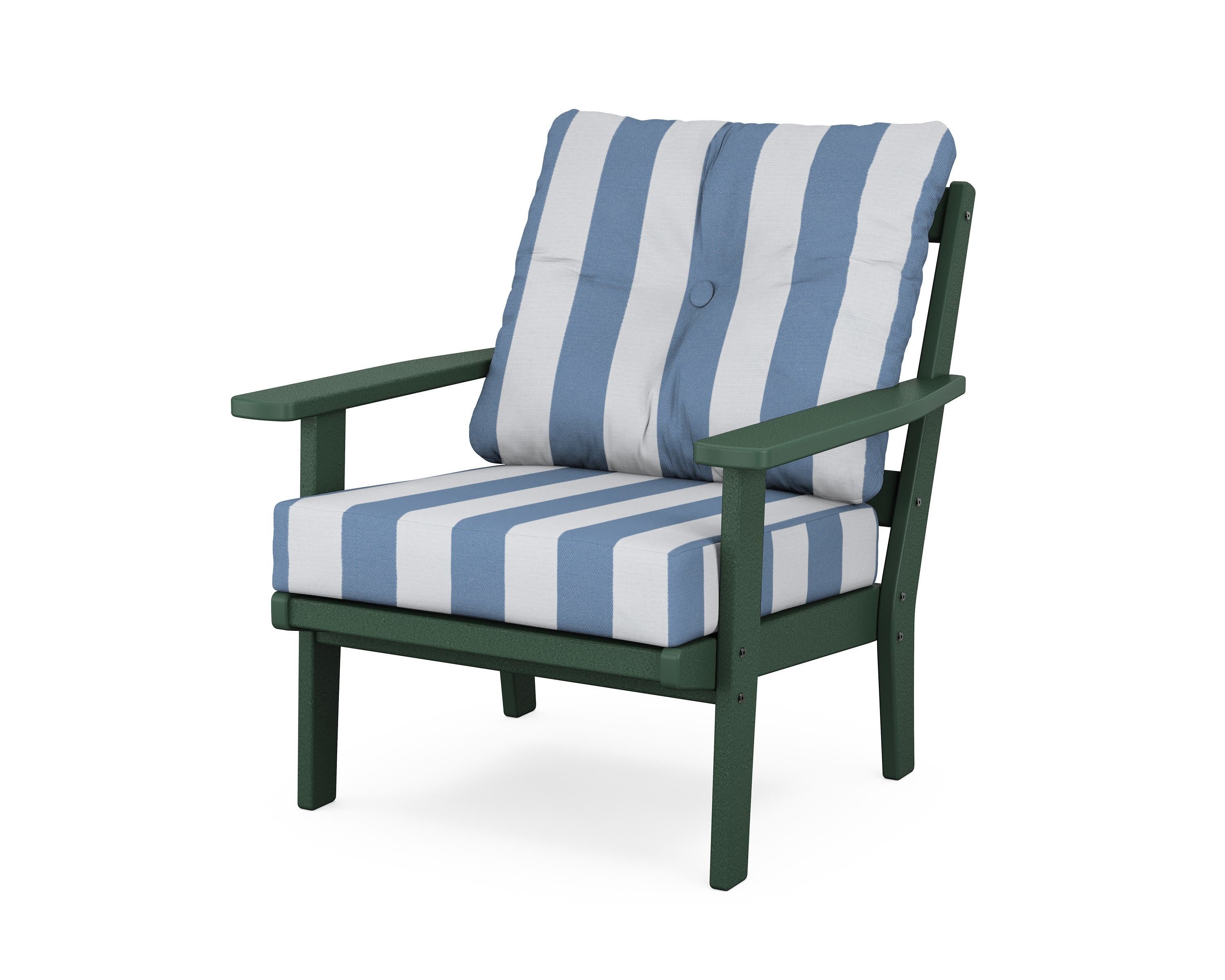 Oxford Deep Seating Chair in Green / Cabana Stripe Sky Blue