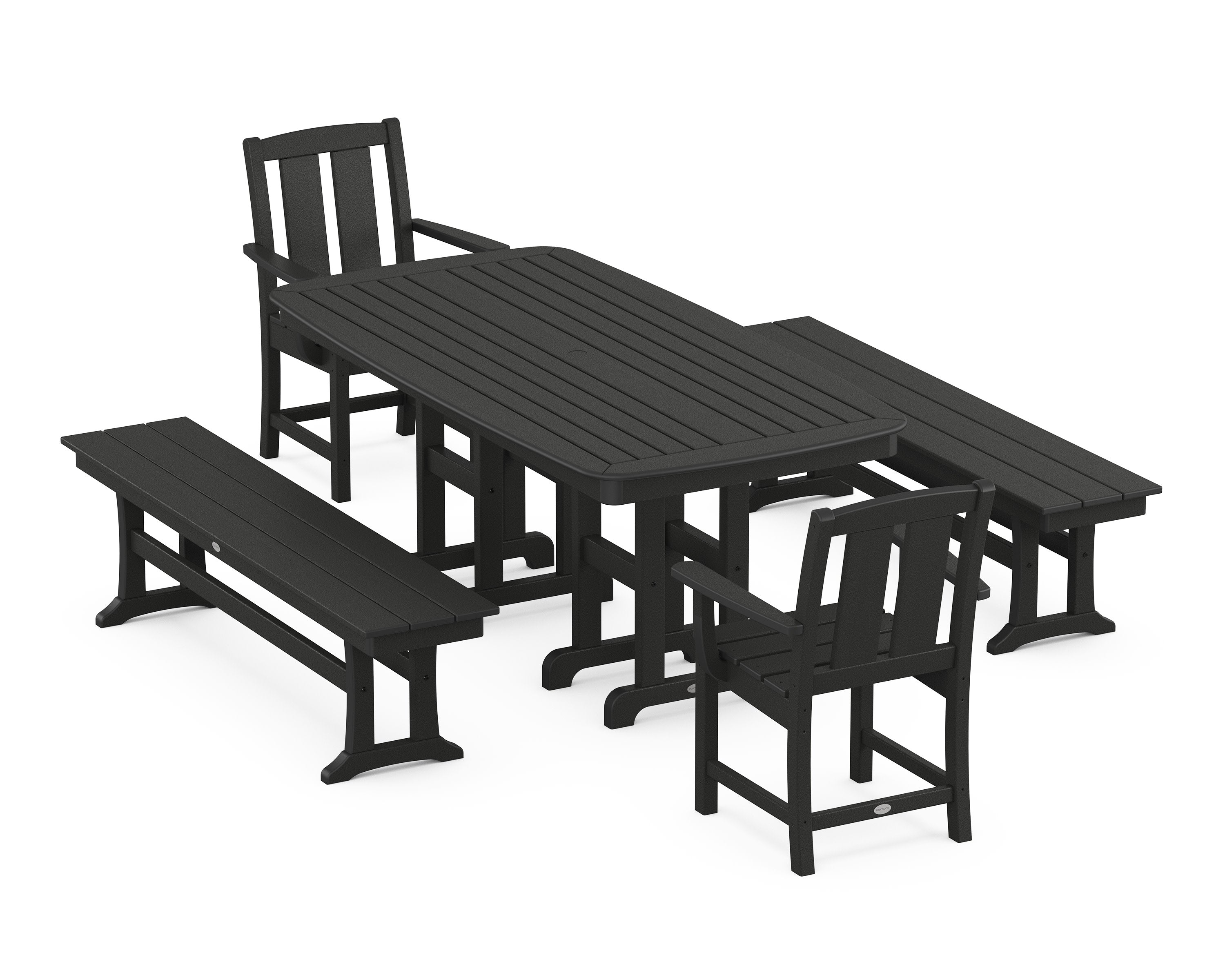 Mission 5-Piece Dining Set with Benches in Black