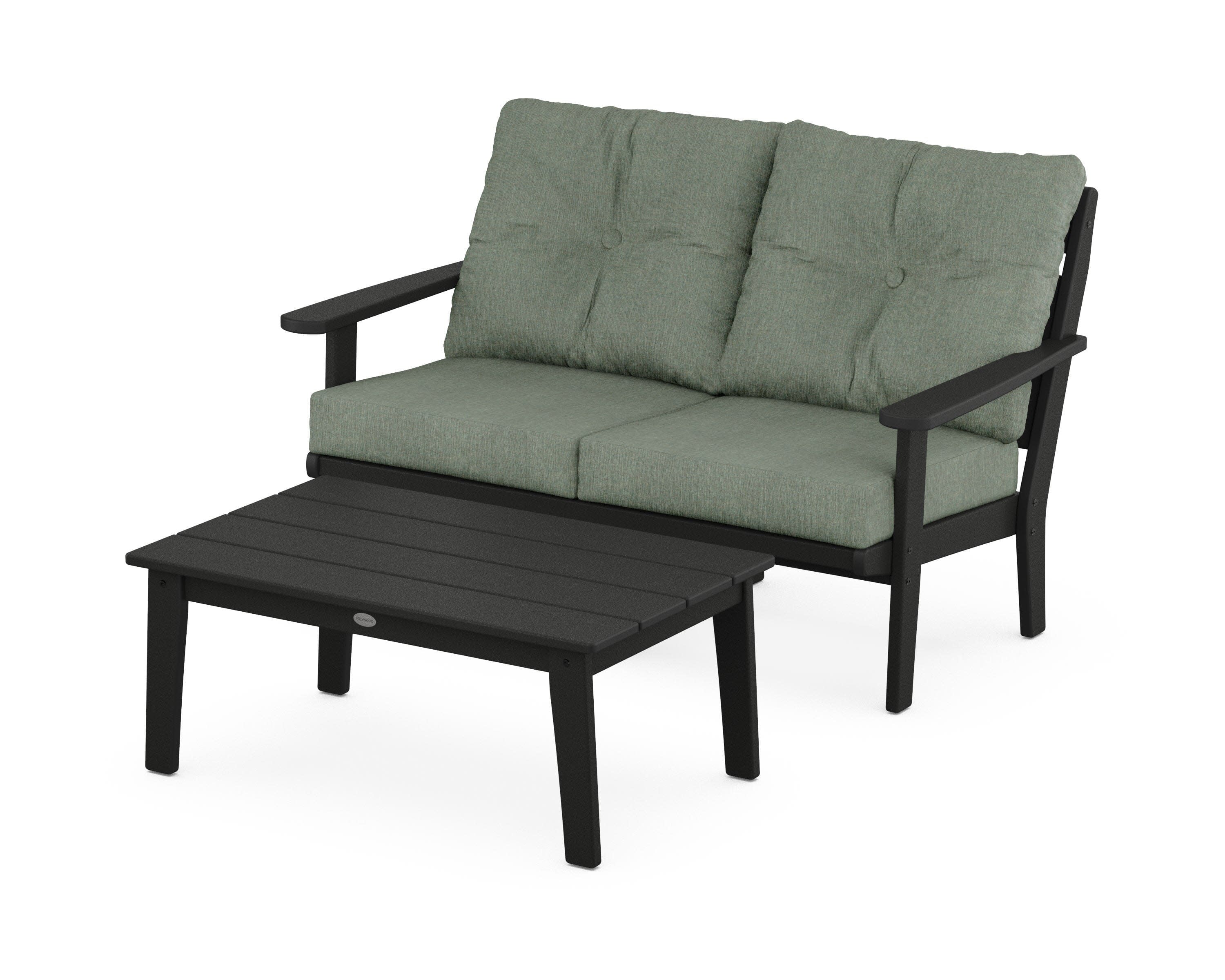 Lakeside 2-Piece Lounge Loveseat Set in Black / Cast Sage