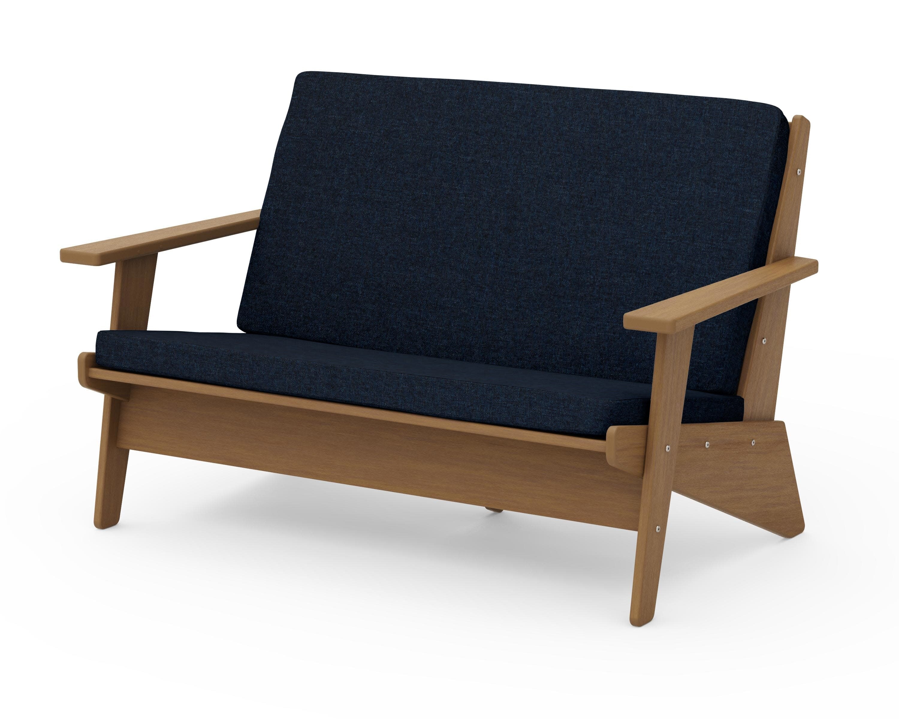 Riviera Modern Lounge Loveseat in Natural / Marine Indigo
