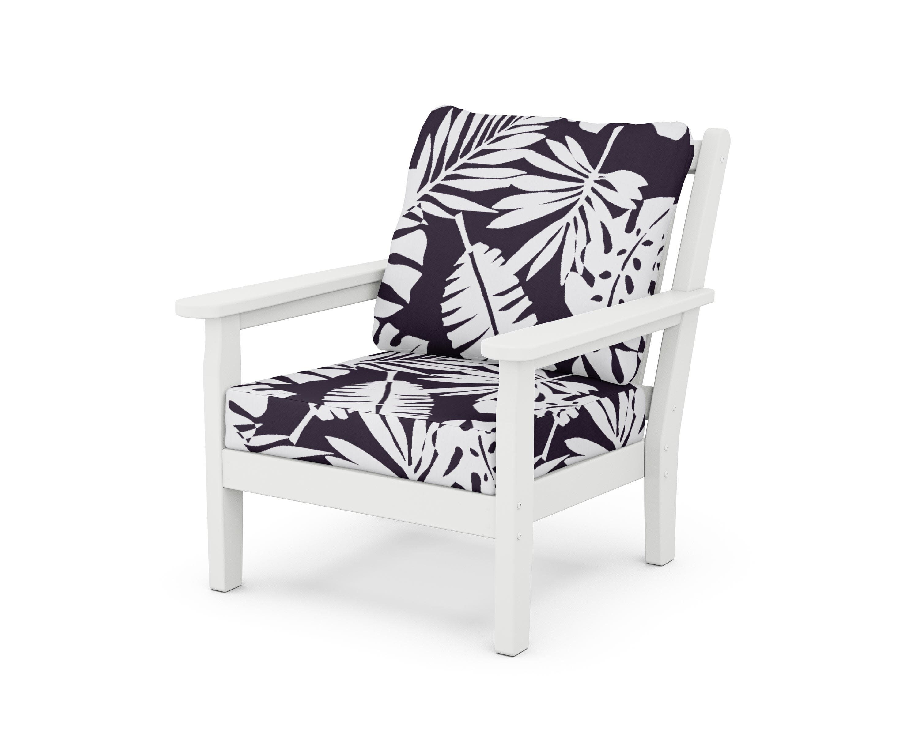 Chippendale Deep Seating Chair in White / Leaf Navy
