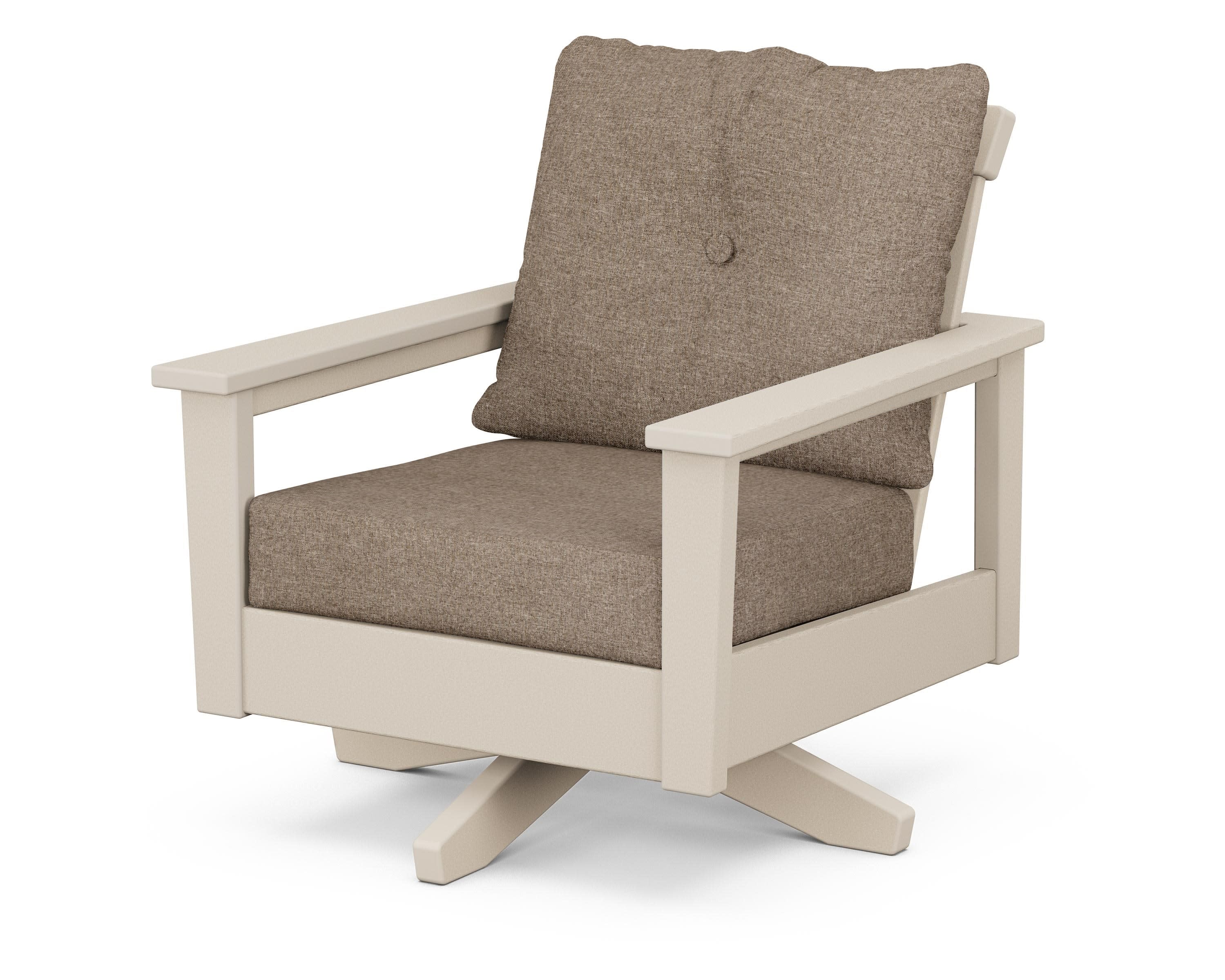 Prescott Deep Seating Swivel Chair in Sand / Spiced Burlap