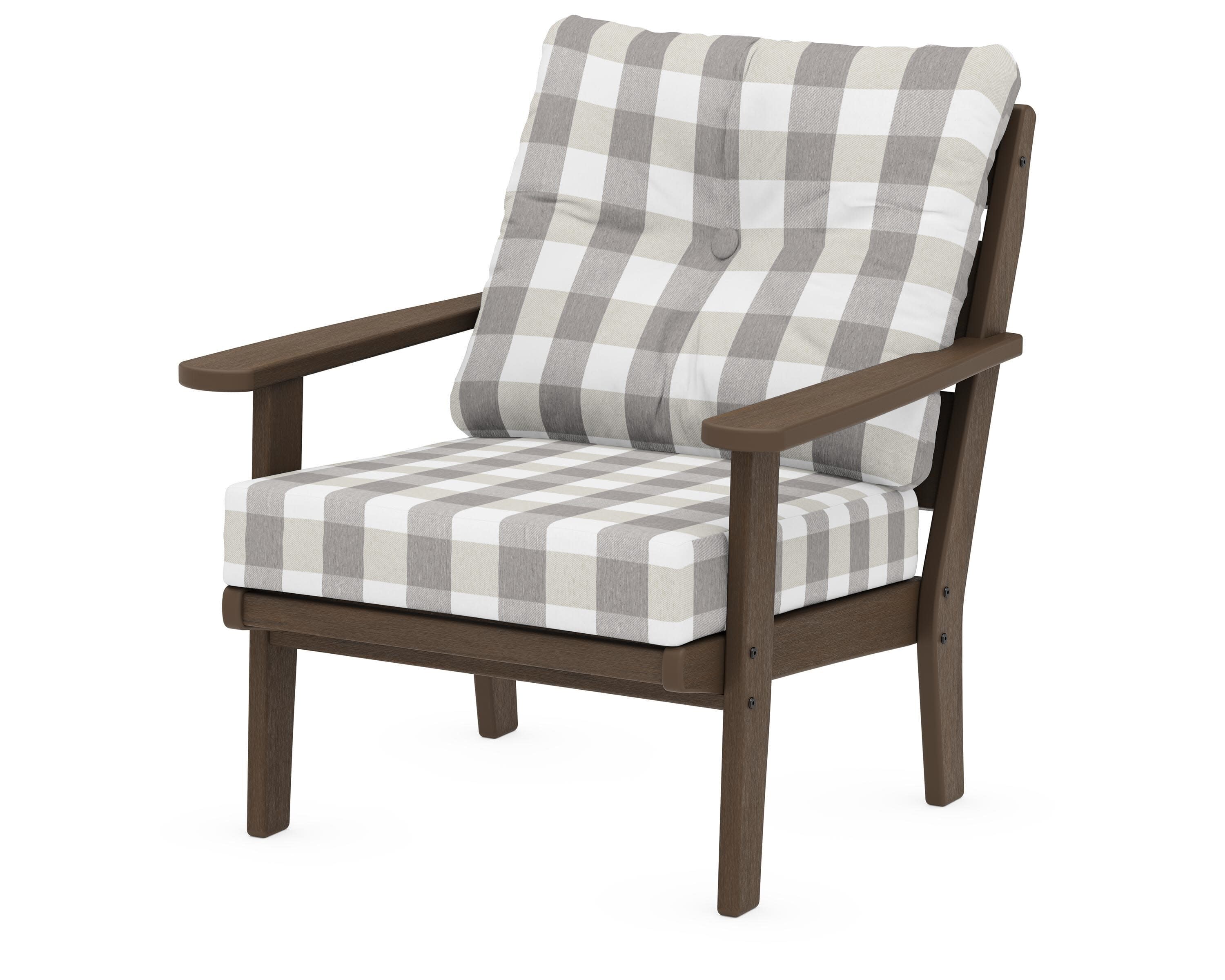 Lakeside Deep Seating Chair in Kona / Buffalo Plaid Grey Mist