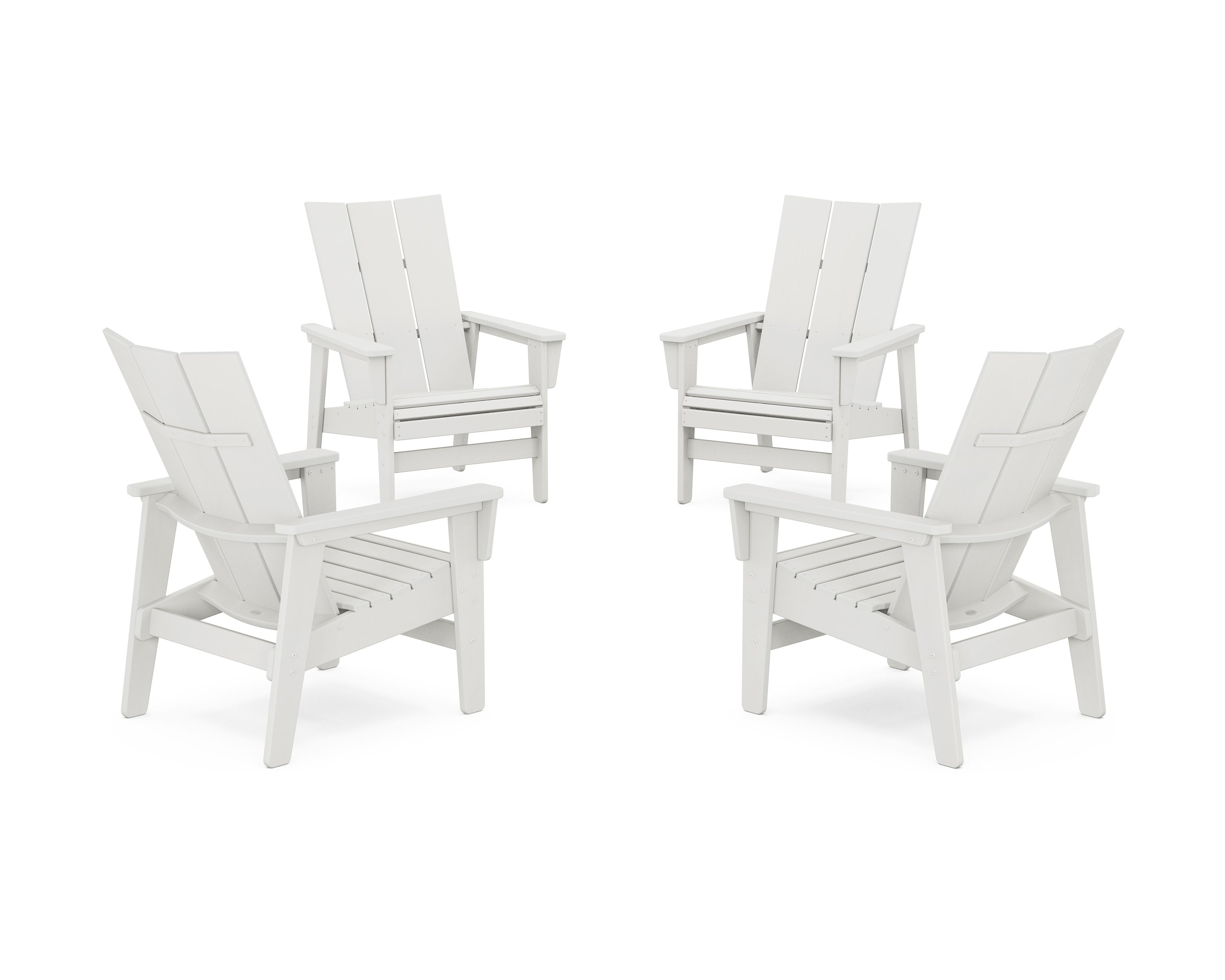 4-Piece Modern Grand Upright Adirondack Chair Conversation Set in Vintage White