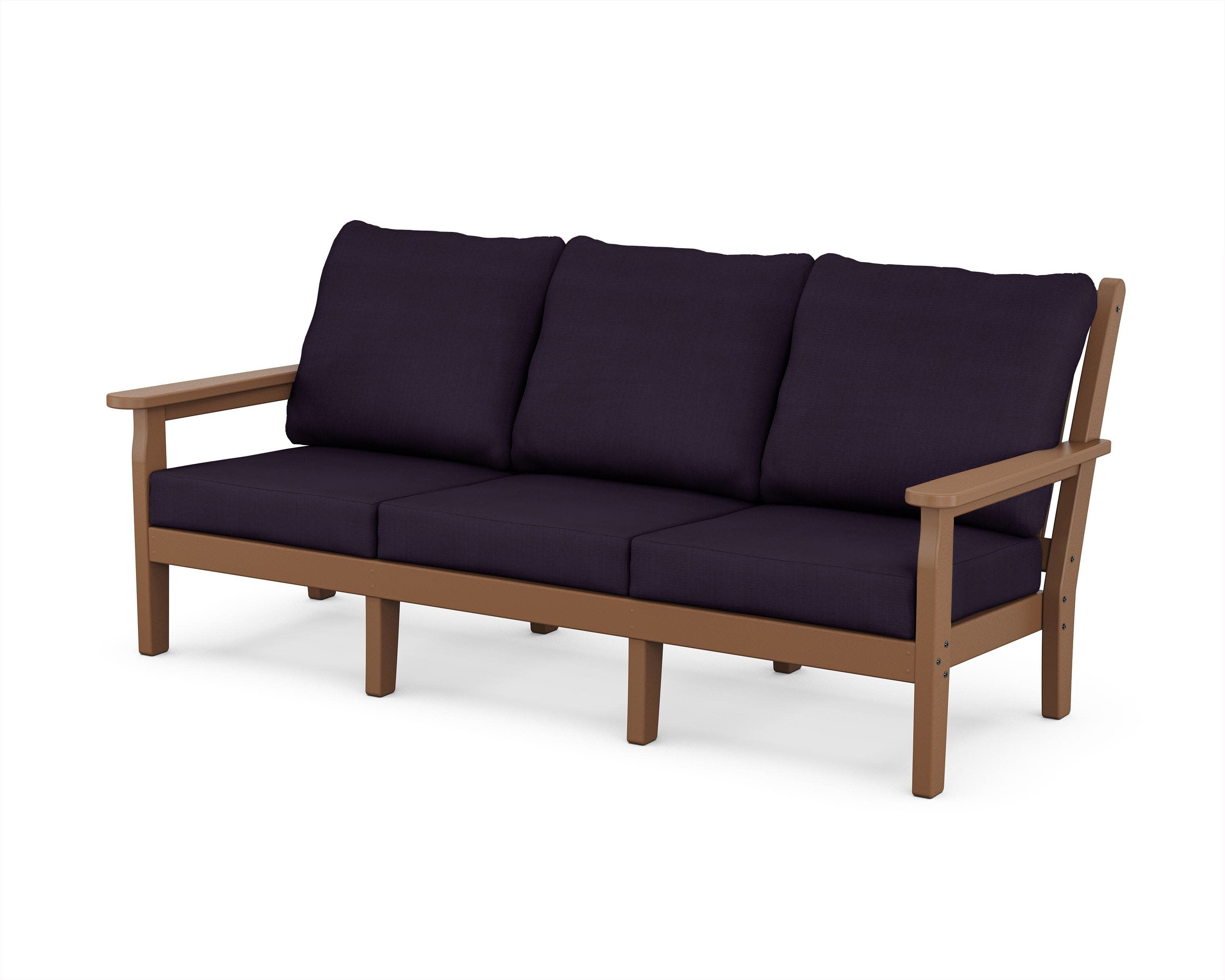 Chippendale Deep Seating Sofa in Teak / Navy Linen