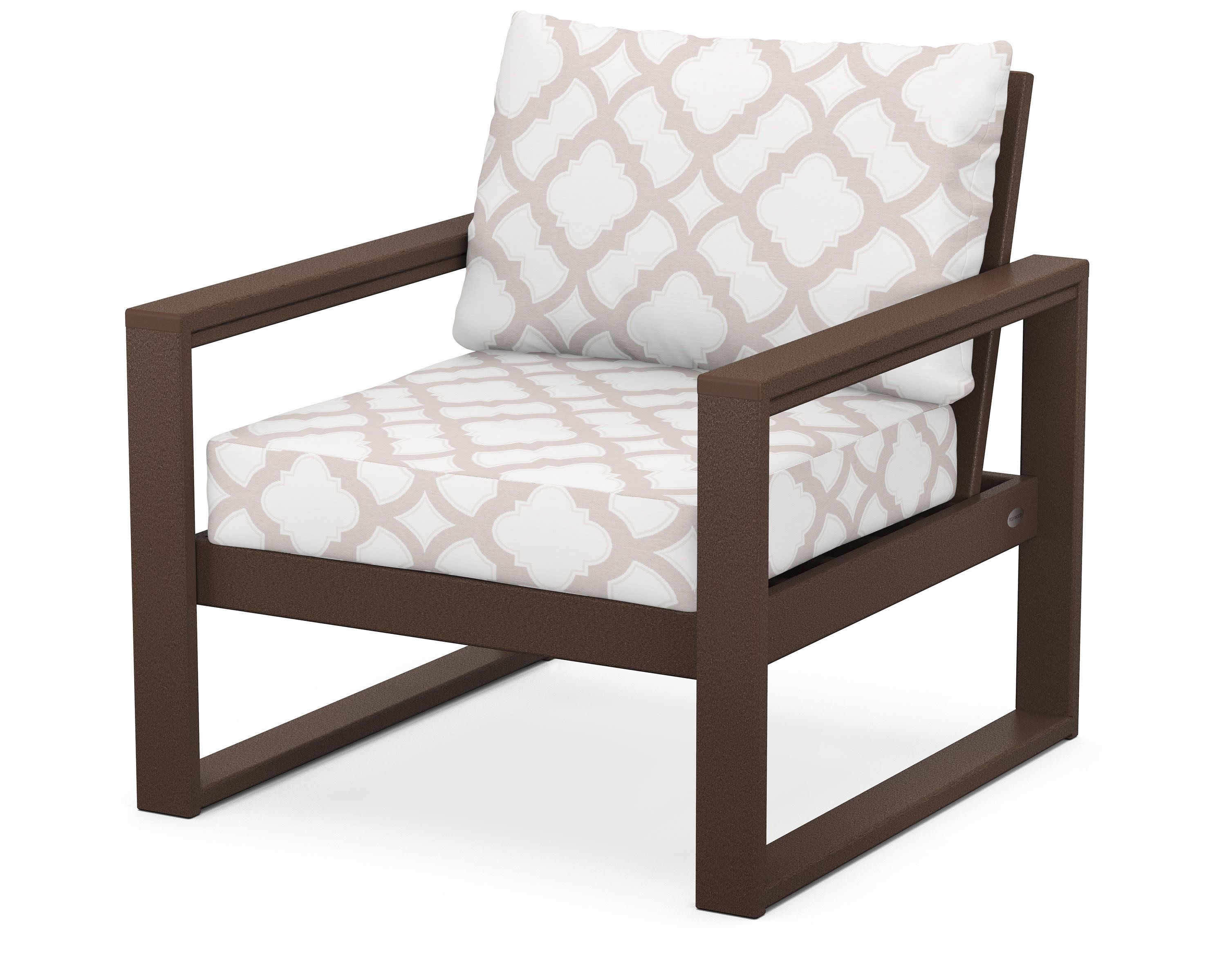 EDGE Club Chair in Mahogany / Trellis Dune Burlap