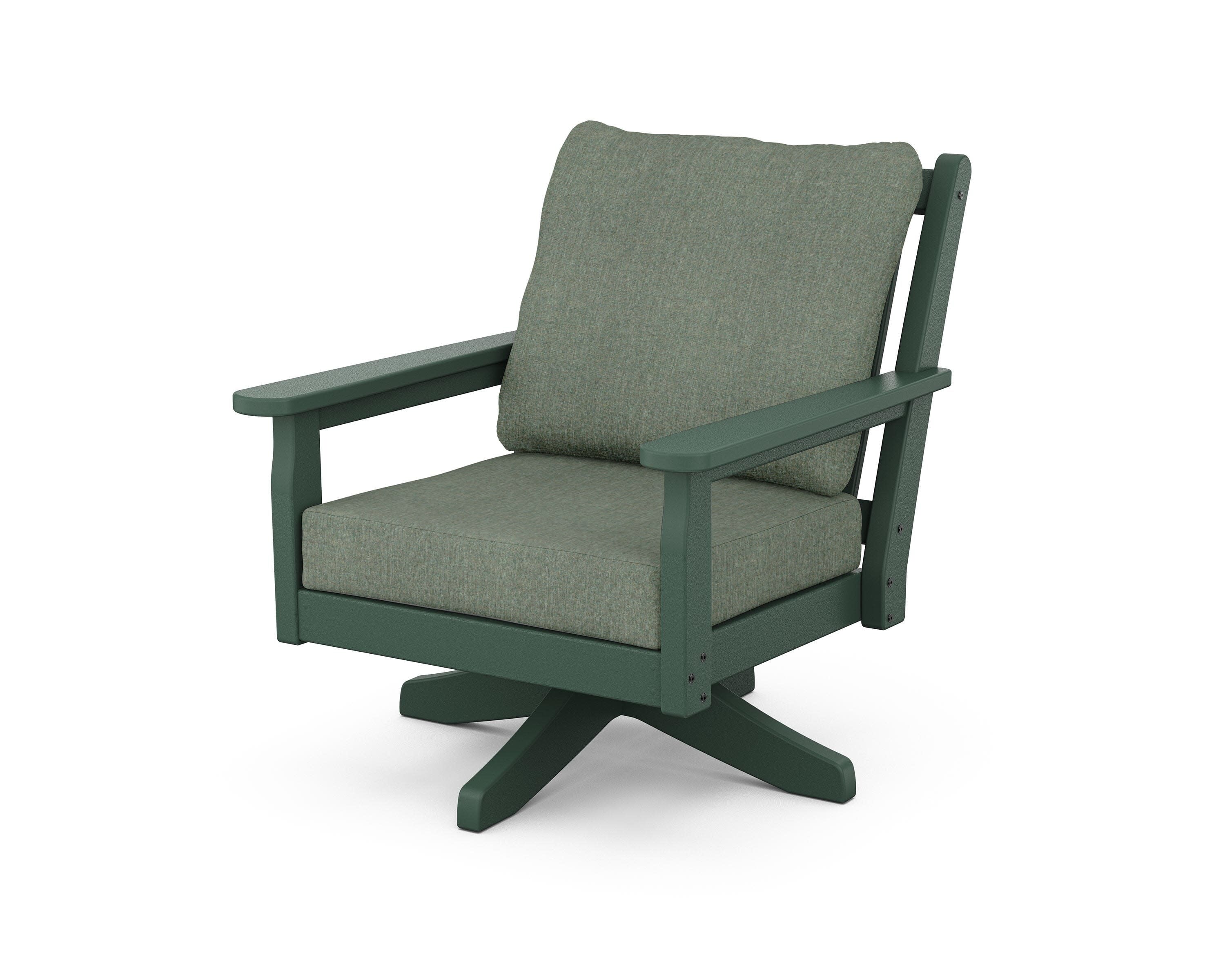 Chippendale Deep Seating Swivel Chair in Green / Cast Sage
