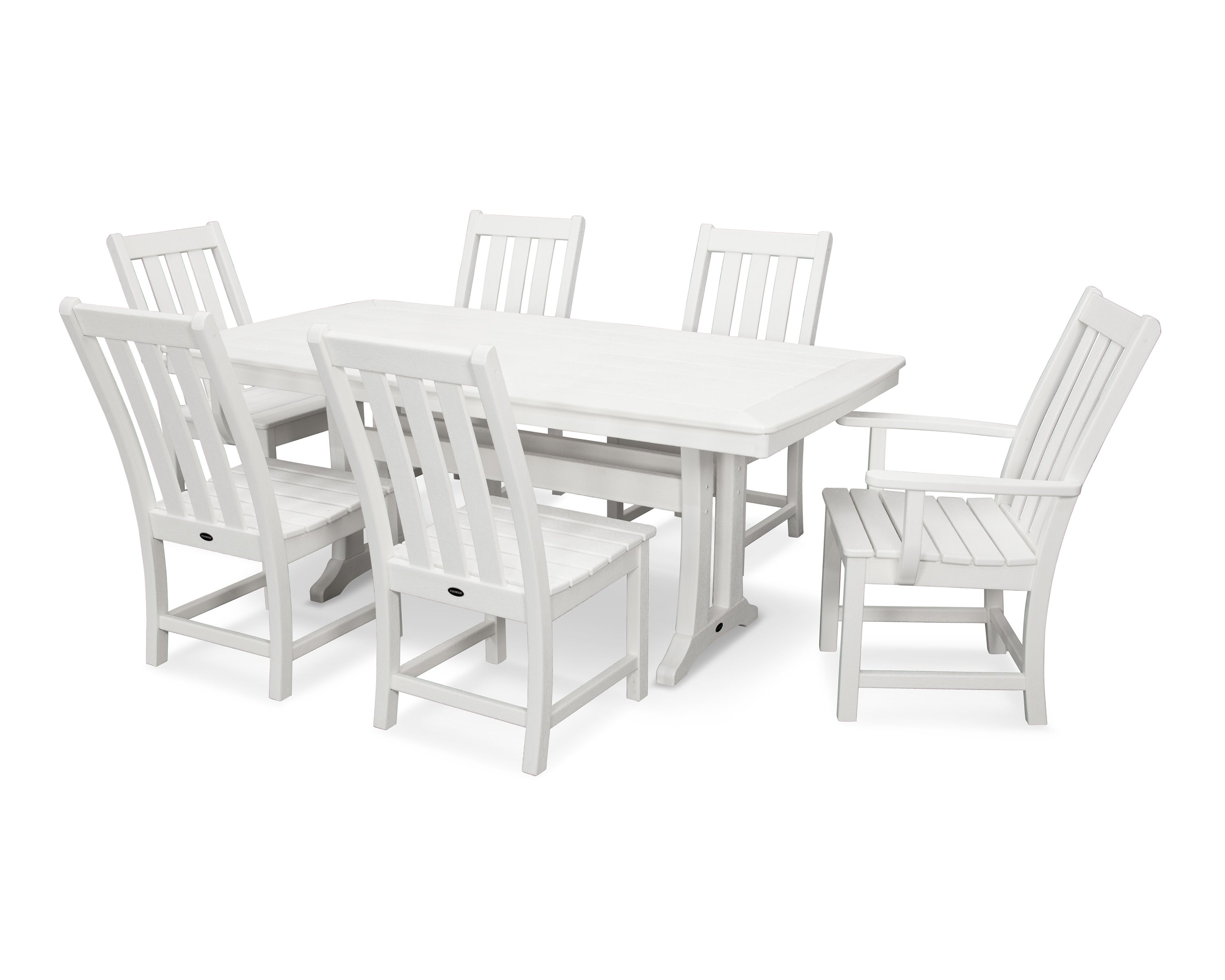 Vineyard 7-Piece Dining Set with Trestle Legs in Vintage White