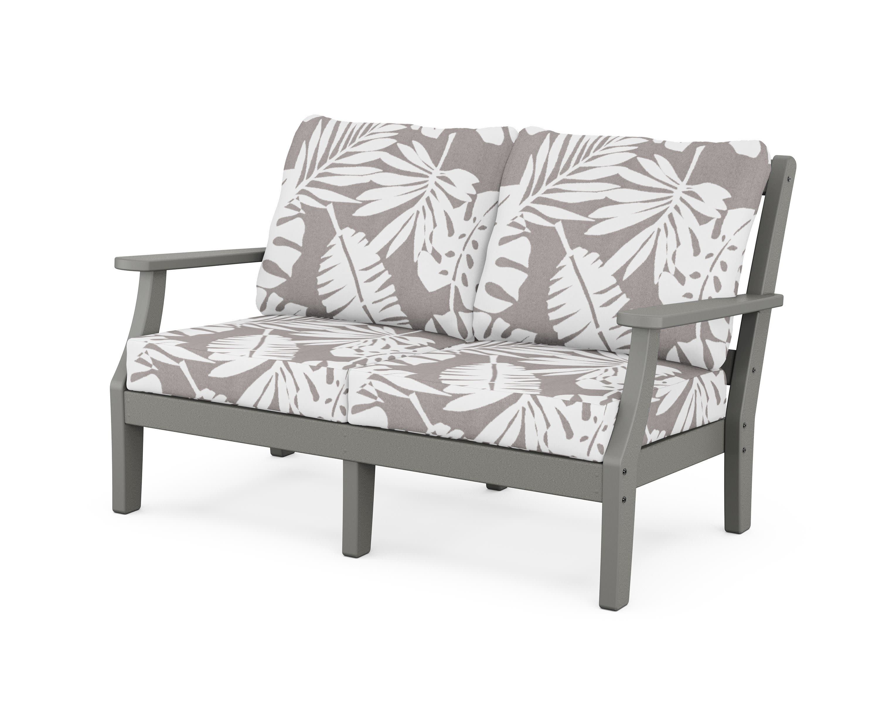 Chinoiserie Deep Seating Loveseat in Slate Grey / Leaf Grey Mist