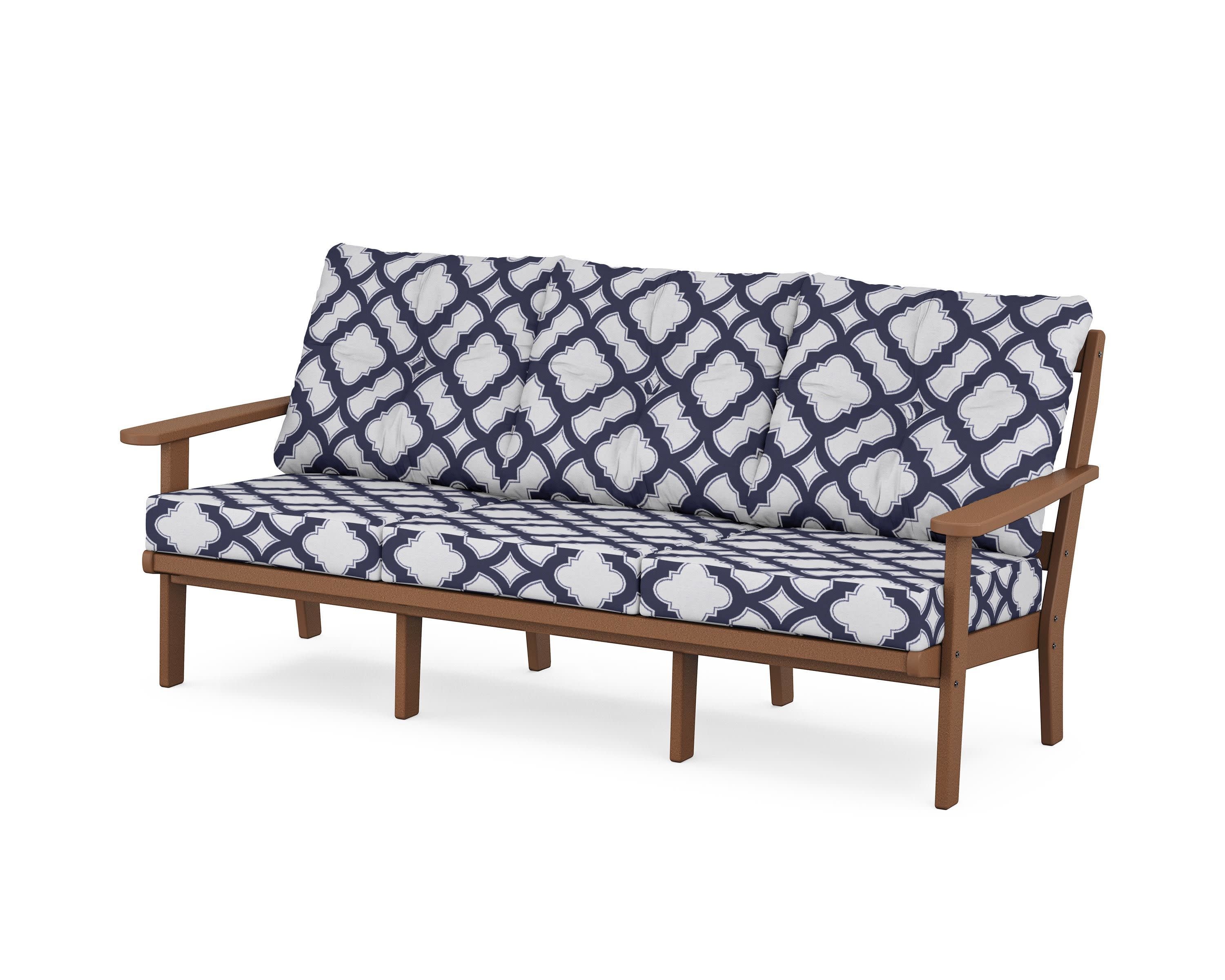 Mission Deep Seating Sofa in Teak / Trellis Navy