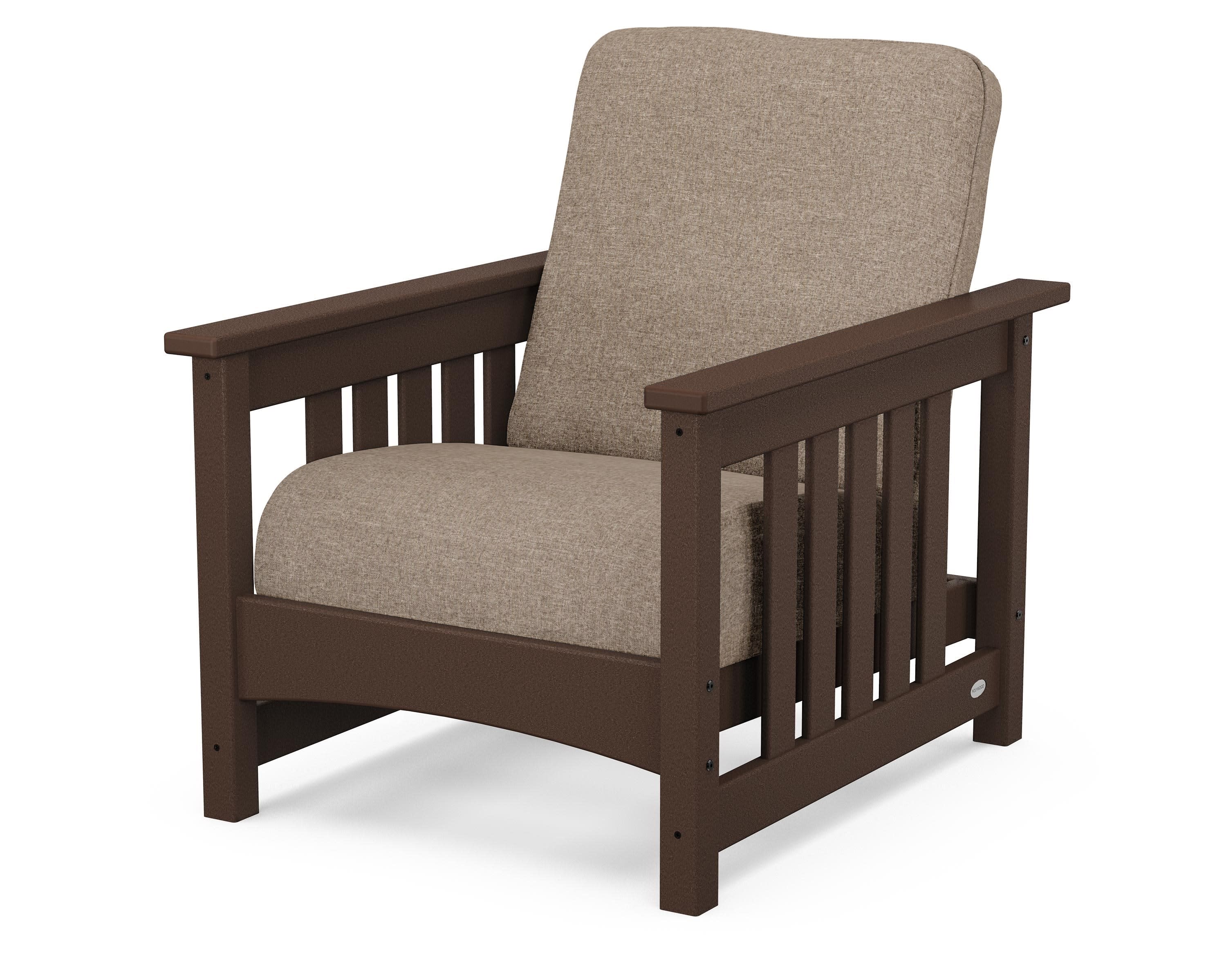 Club Mission Chair in Mahogany / Spiced Burlap