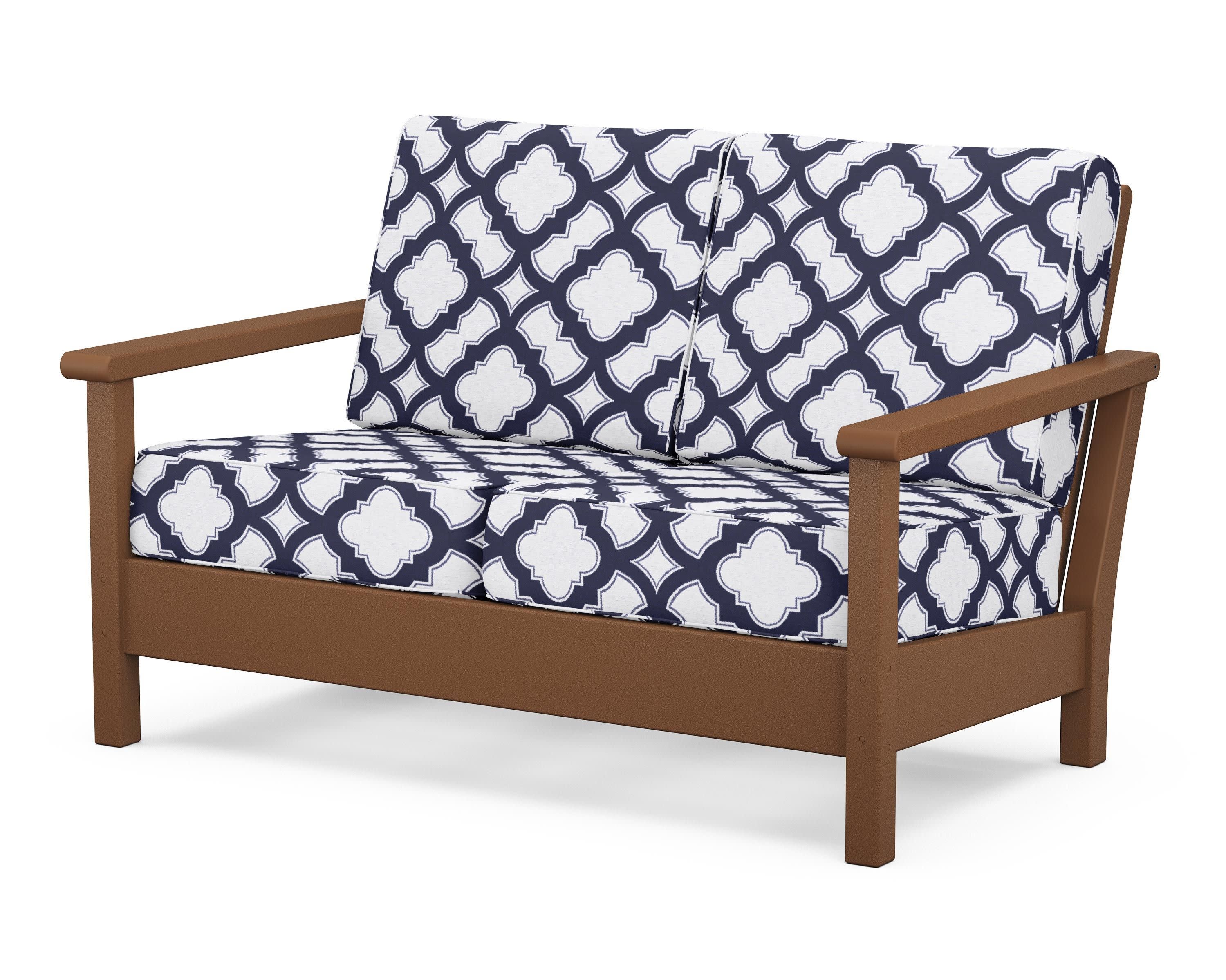 Harbour Deep Seating Loveseat in Teak / Trellis Navy