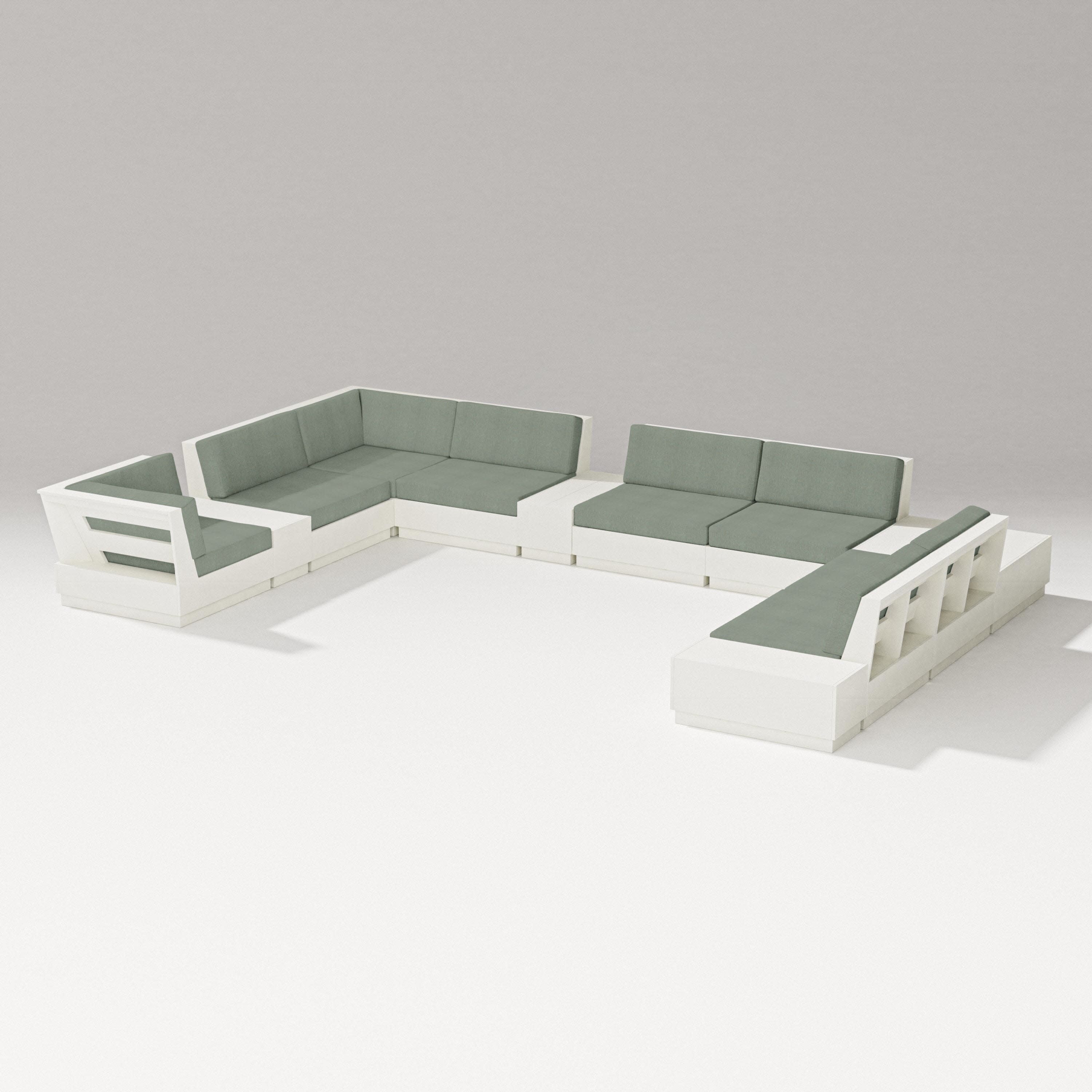 Elevate 12-Piece Conversation Sectional Set in Vintage White / Cast Sage
