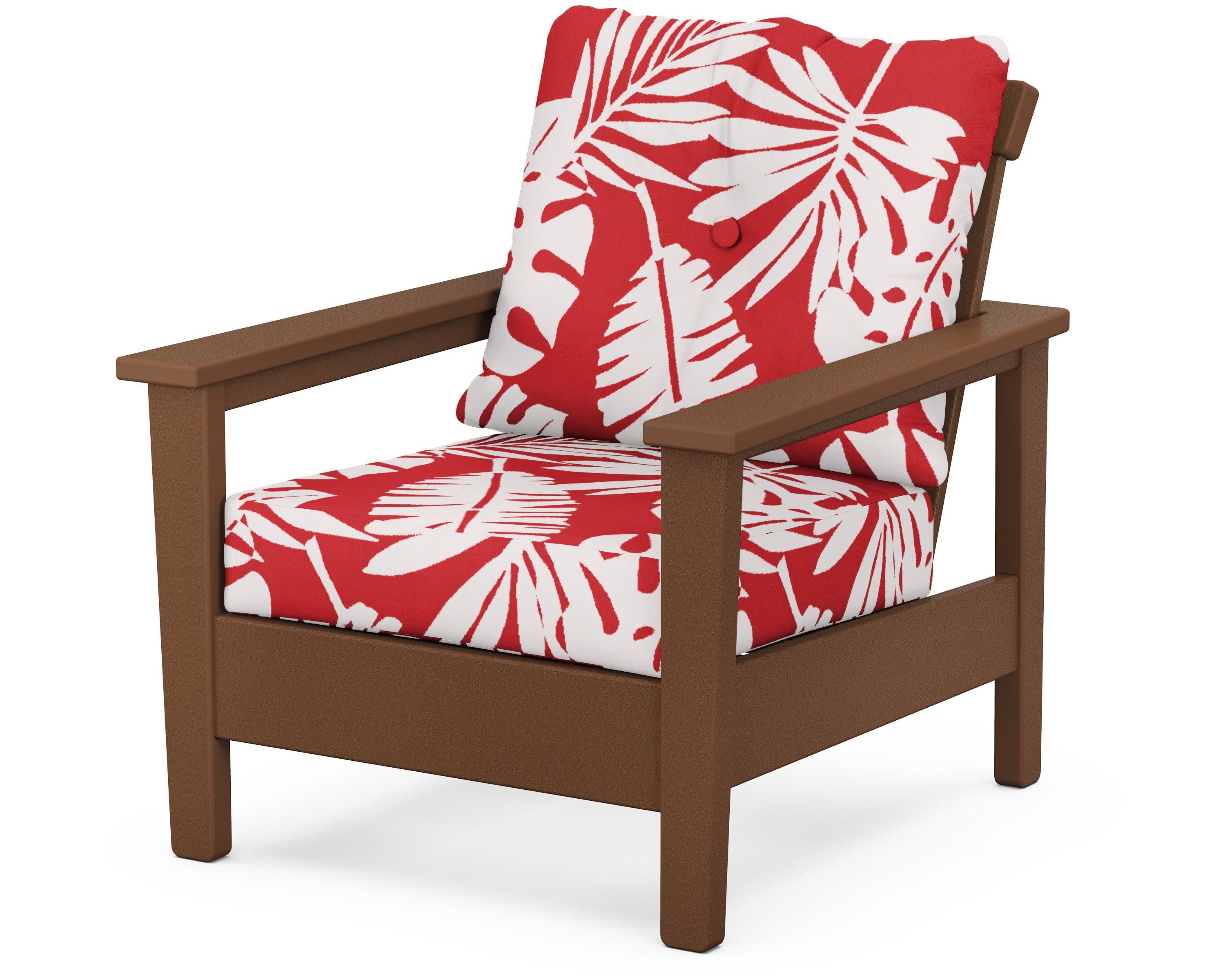 Prescott Deep Seating Chair in Teak / Leaf Crimson