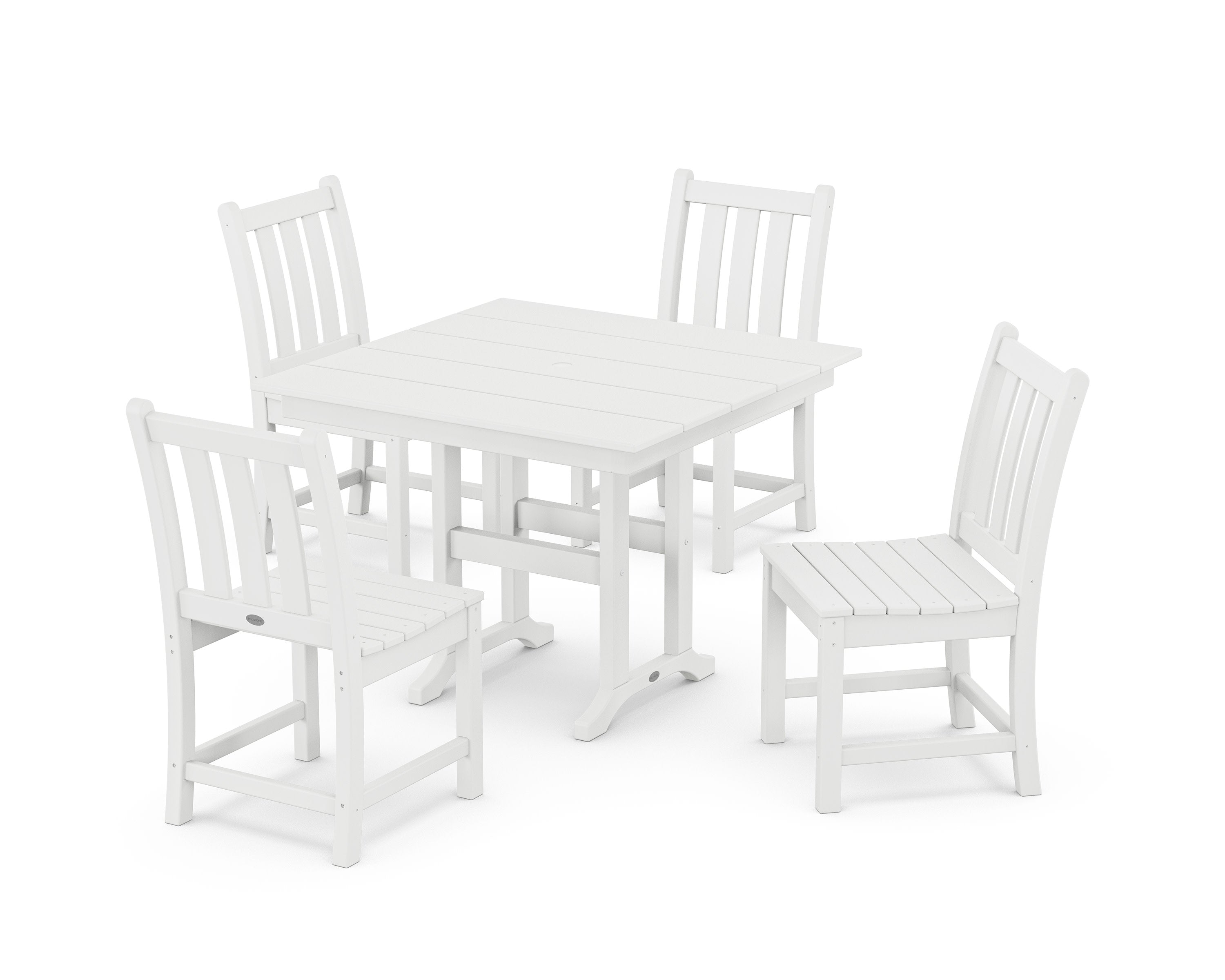 Traditional Garden Side Chair 5-Piece Farmhouse Dining Set in White
