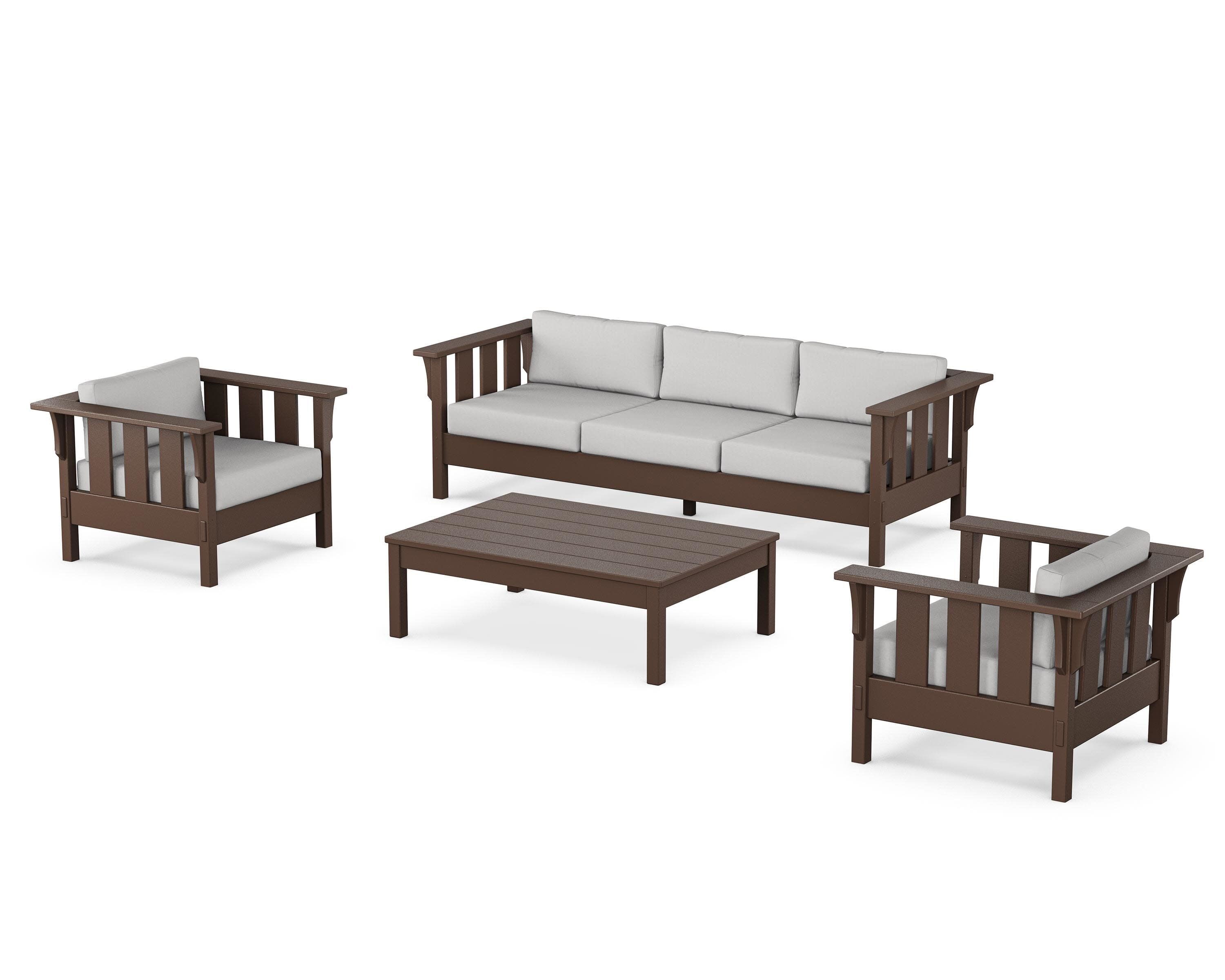 Acadia 4-Piece Deep Seating Set with Sofa in Mahogany / Diamond in the Rough