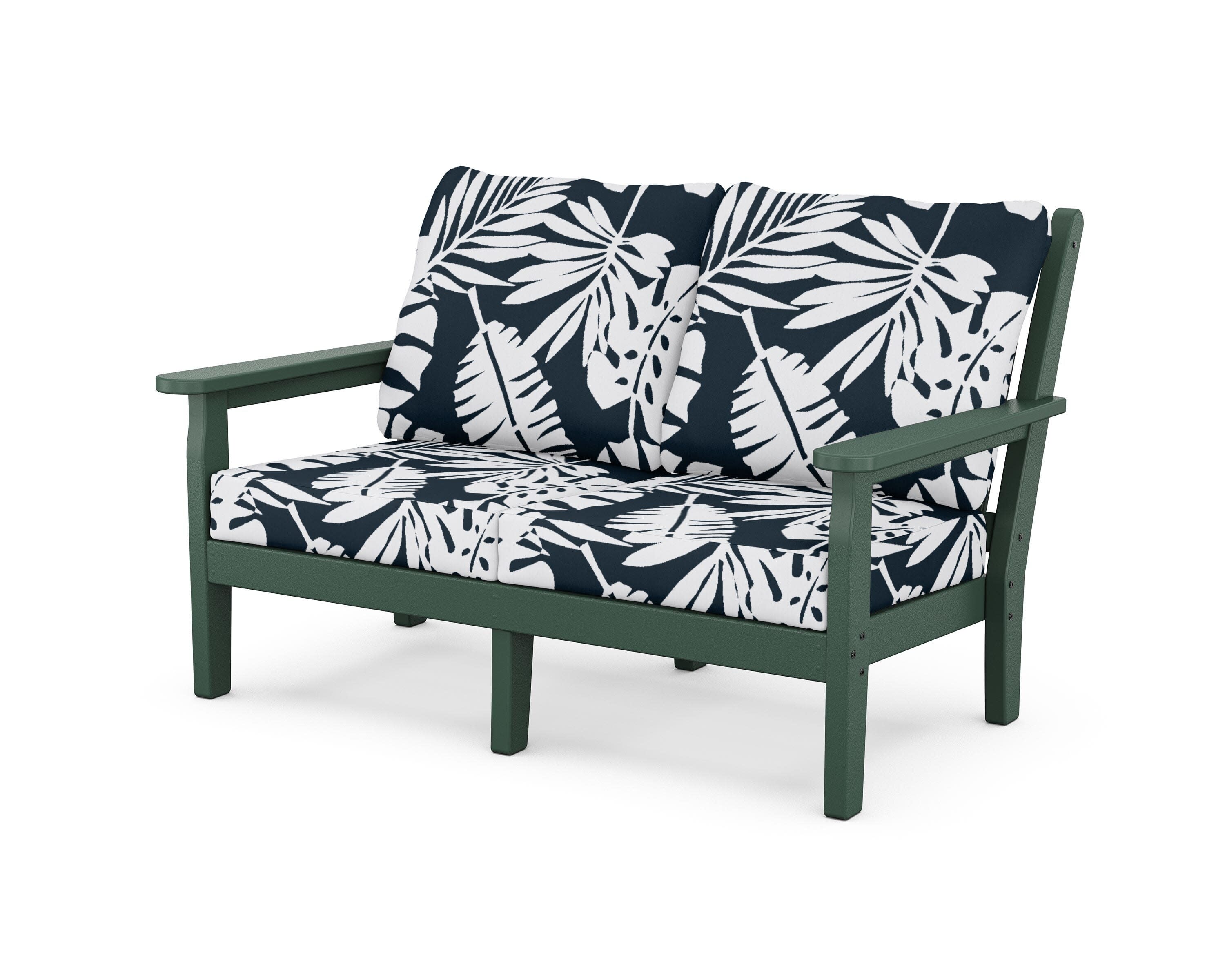 Chippendale Deep Seating Loveseat in Green / Leaf Marine Indigo