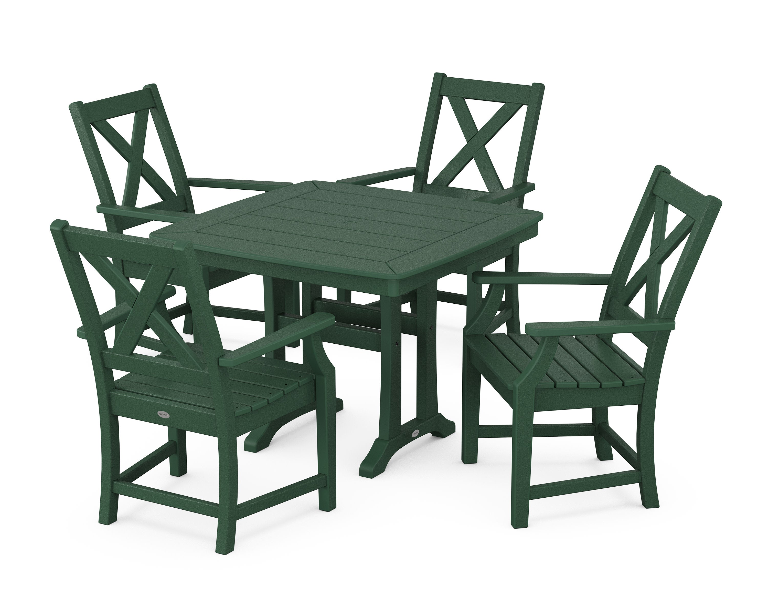 Braxton 5-Piece Dining Set with Trestle Legs in Green