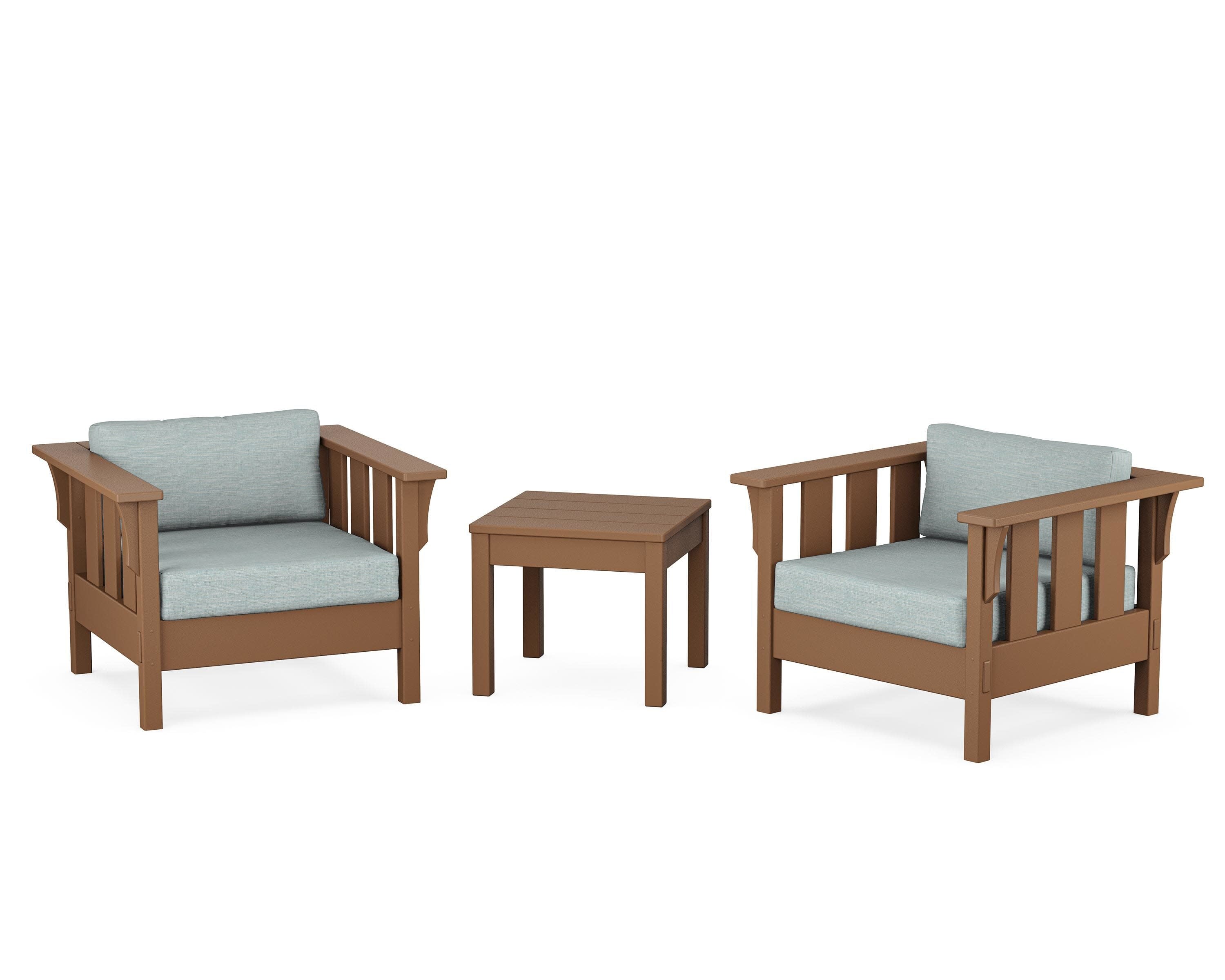 Acadia 3-Piece Deep Seating Set in Teak / Soothe Mist