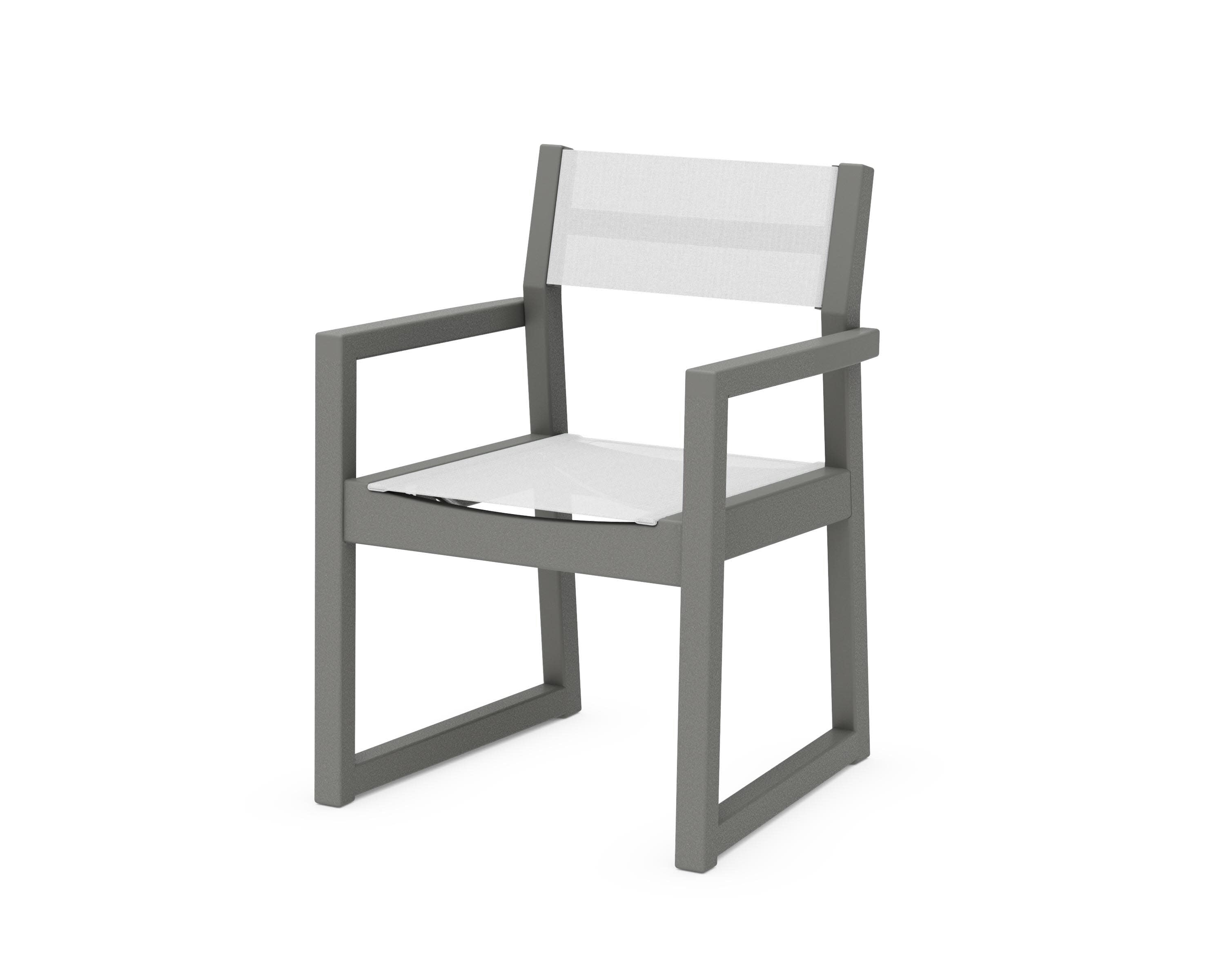 EDGE Sling Dining Arm Chair in Slate Grey / White Sling