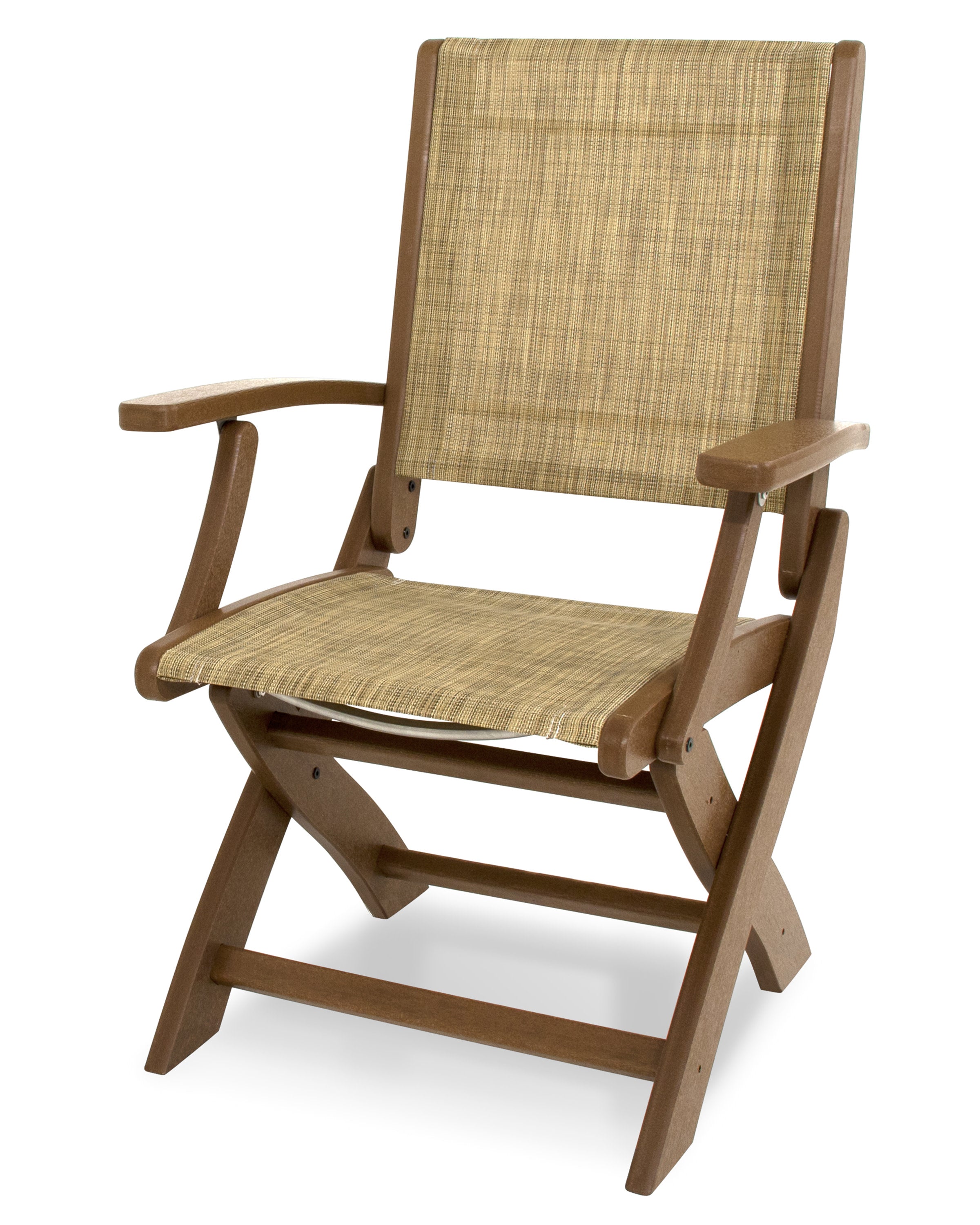 Coastal Folding Chair in Teak / Burlap Sling