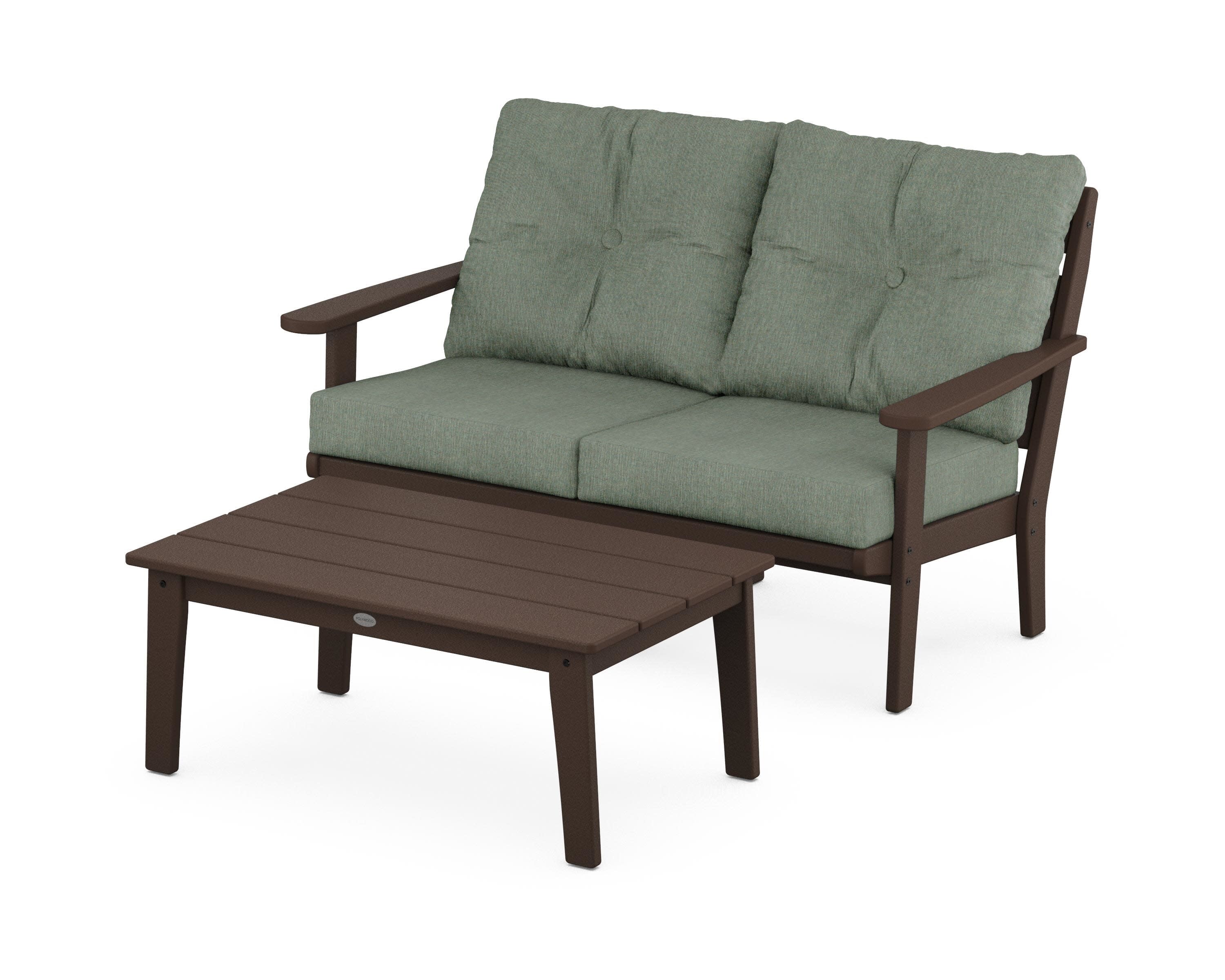 Lakeside 2-Piece Lounge Loveseat Set in Mahogany / Cast Sage
