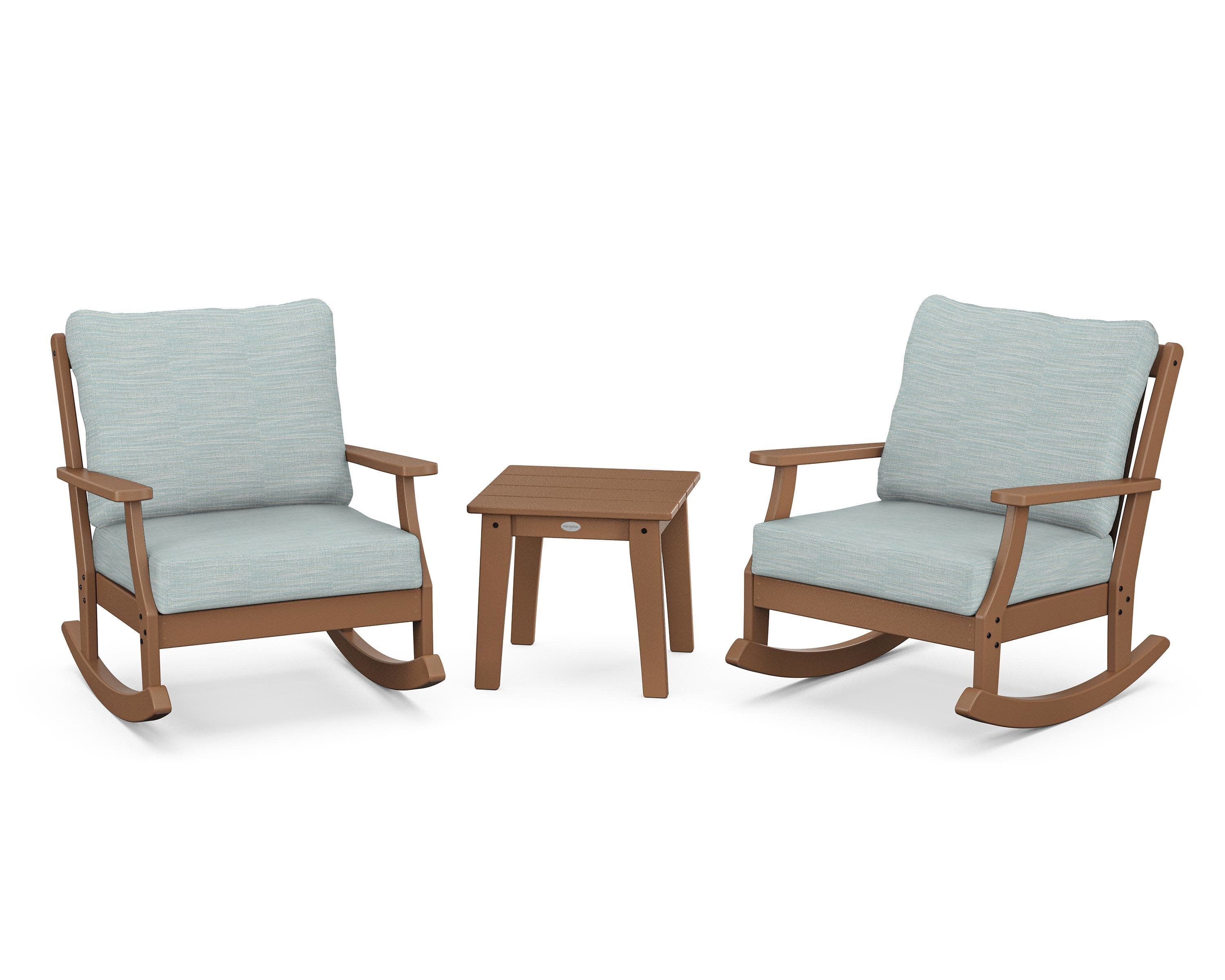 Braxton 3-Piece Deep Seating Rocker Set in Teak / Soothe Mist
