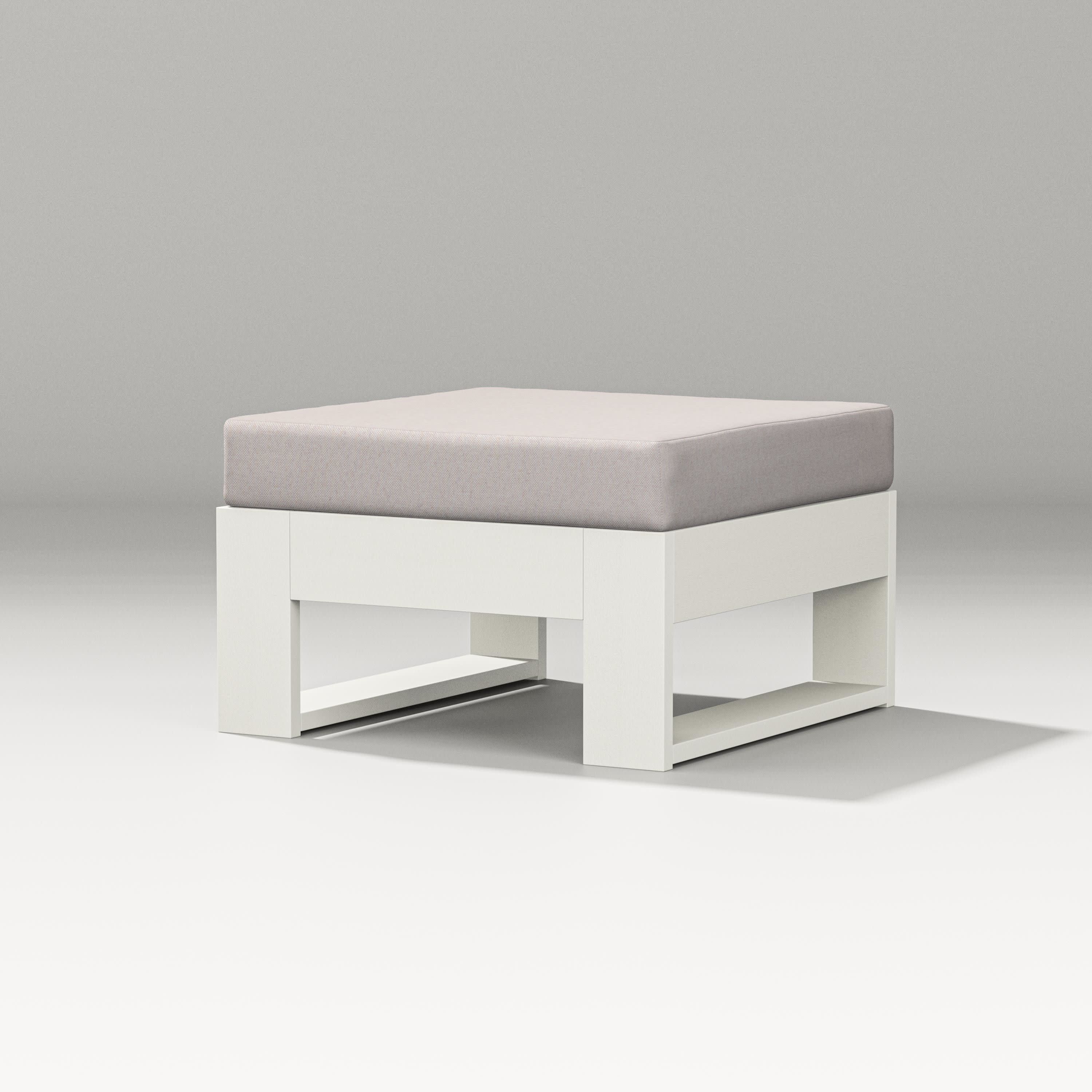 Latitude Lounge Ottoman in Vintage White / Dune Burlap