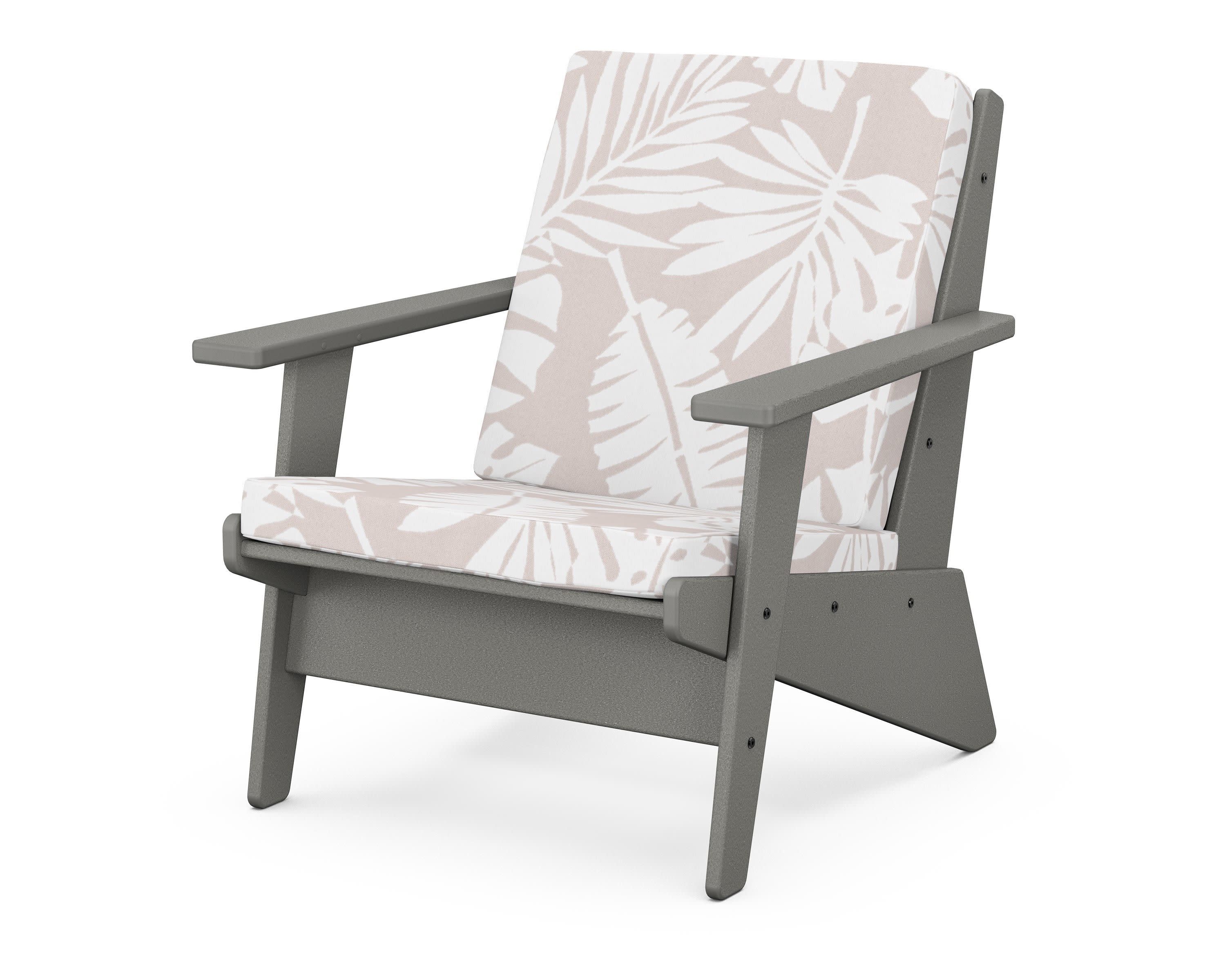 Riviera Modern Lounge Chair in Slate Grey / Leaf Dune Burlap