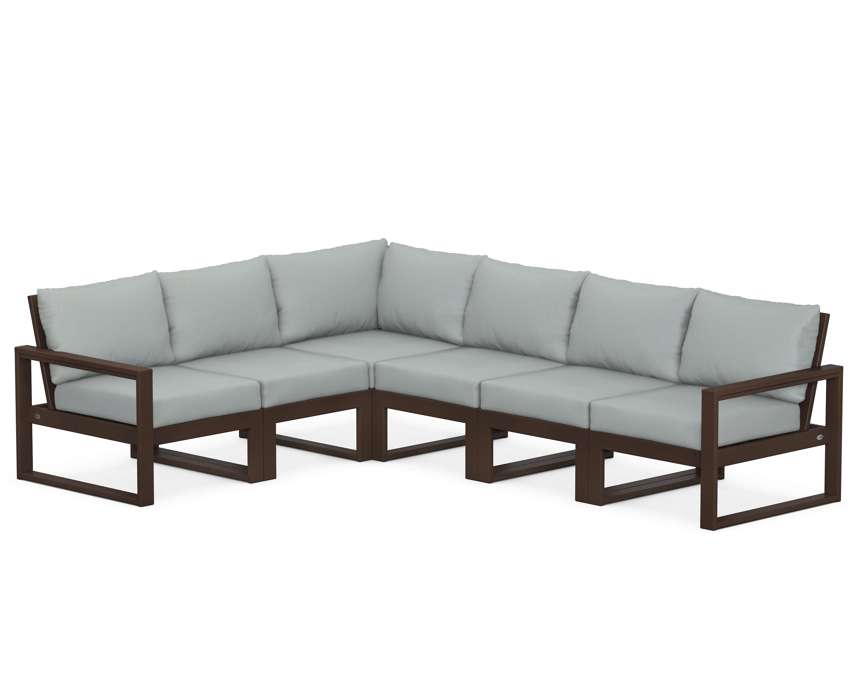 EDGE 6-Piece Modular Deep Seating Set in Mahogany / Spa