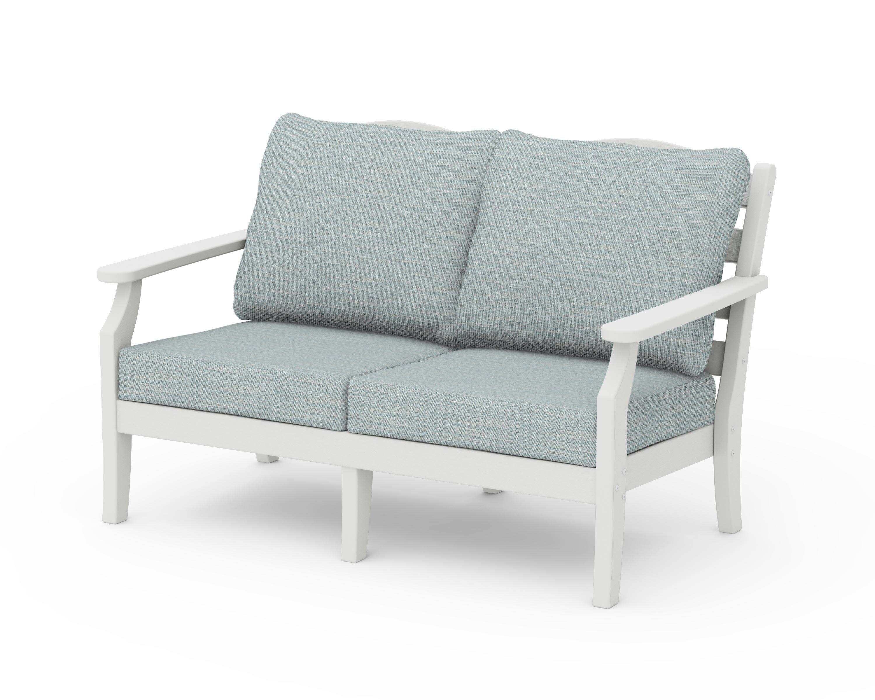 Savannah Deep Seating Loveseat in Vintage White / Soothe Mist