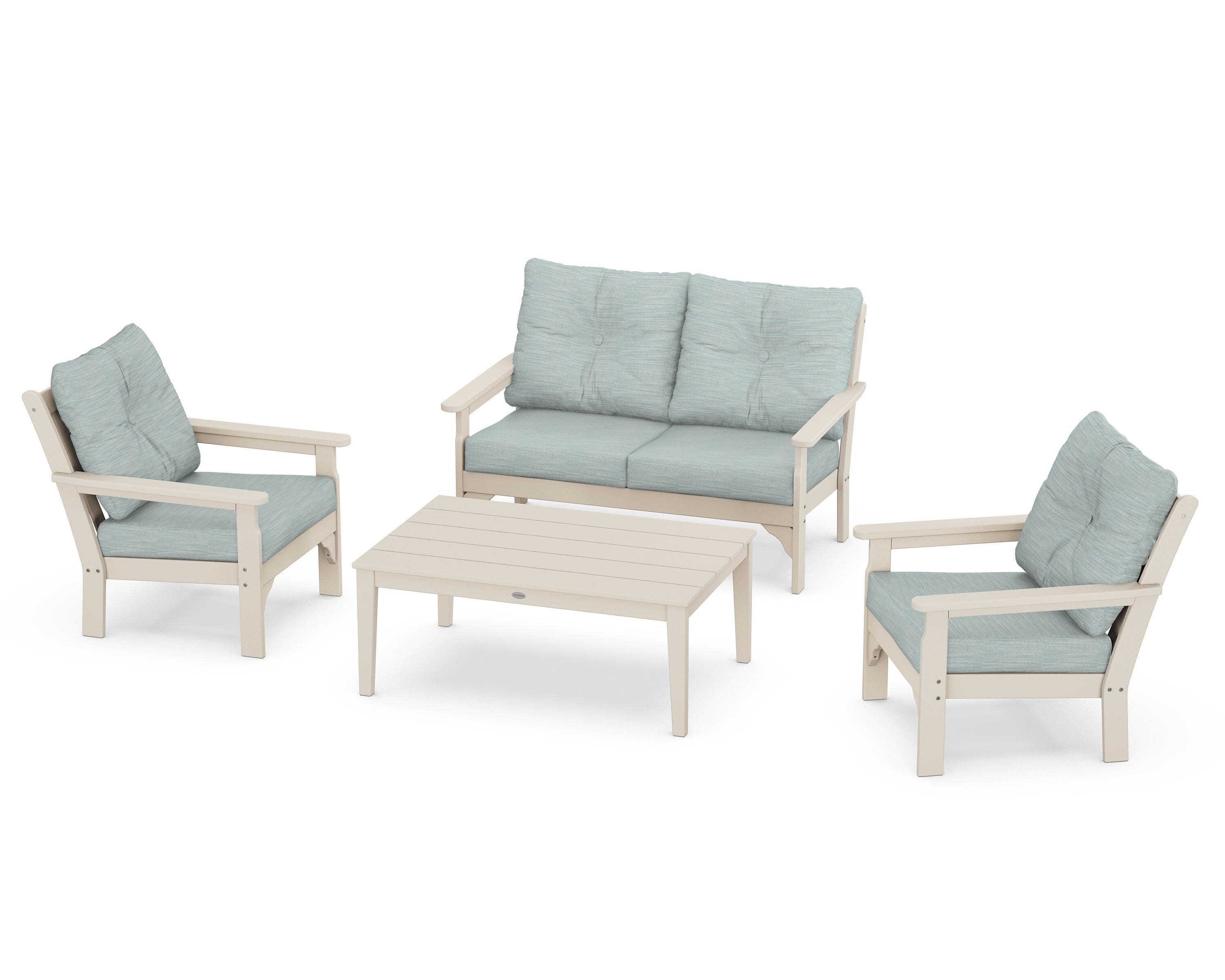 Vineyard 4-Piece Deep Seating Set in Sand / Soothe Mist