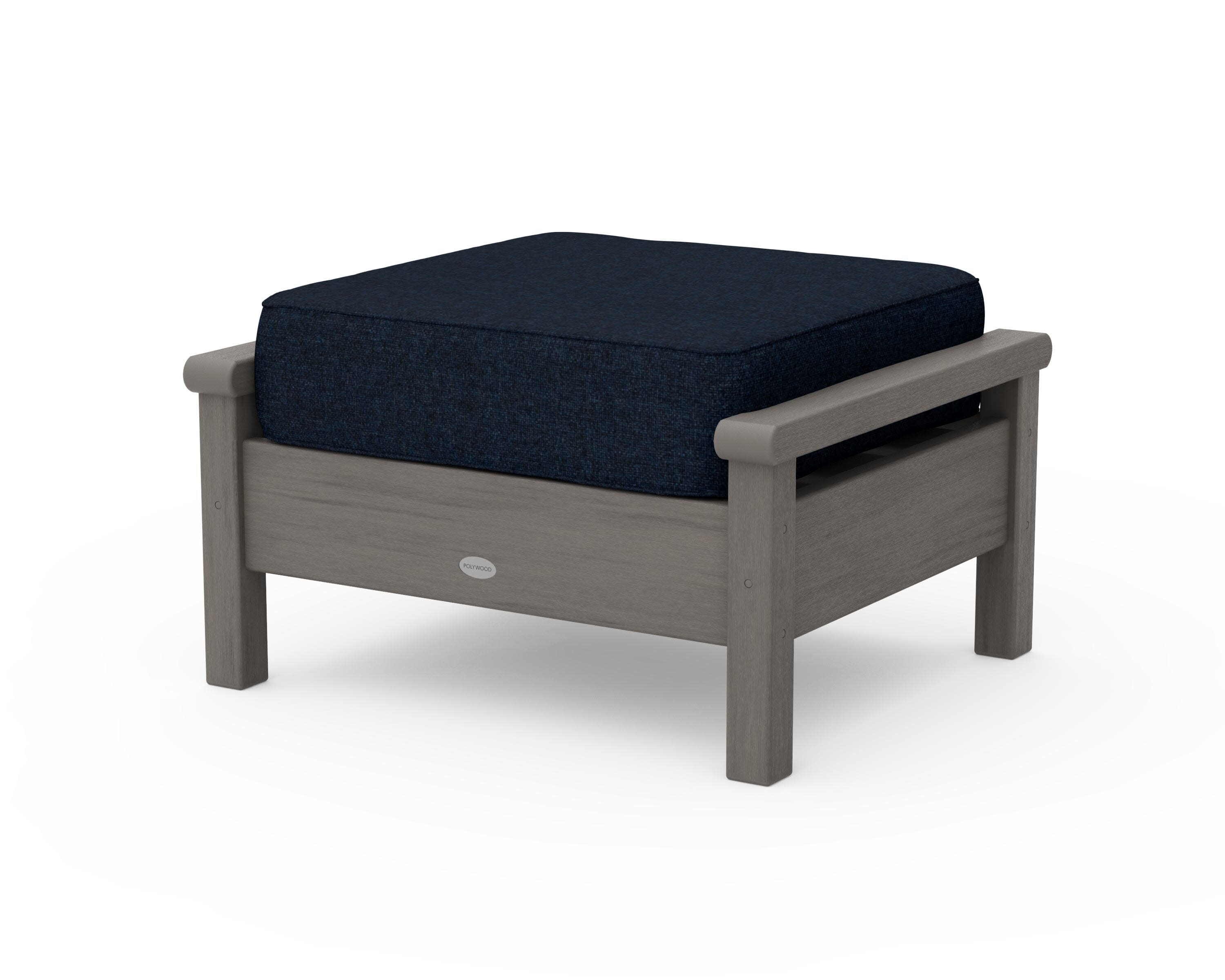 Harbour Deep Seating Ottoman in Driftwood / Marine Indigo