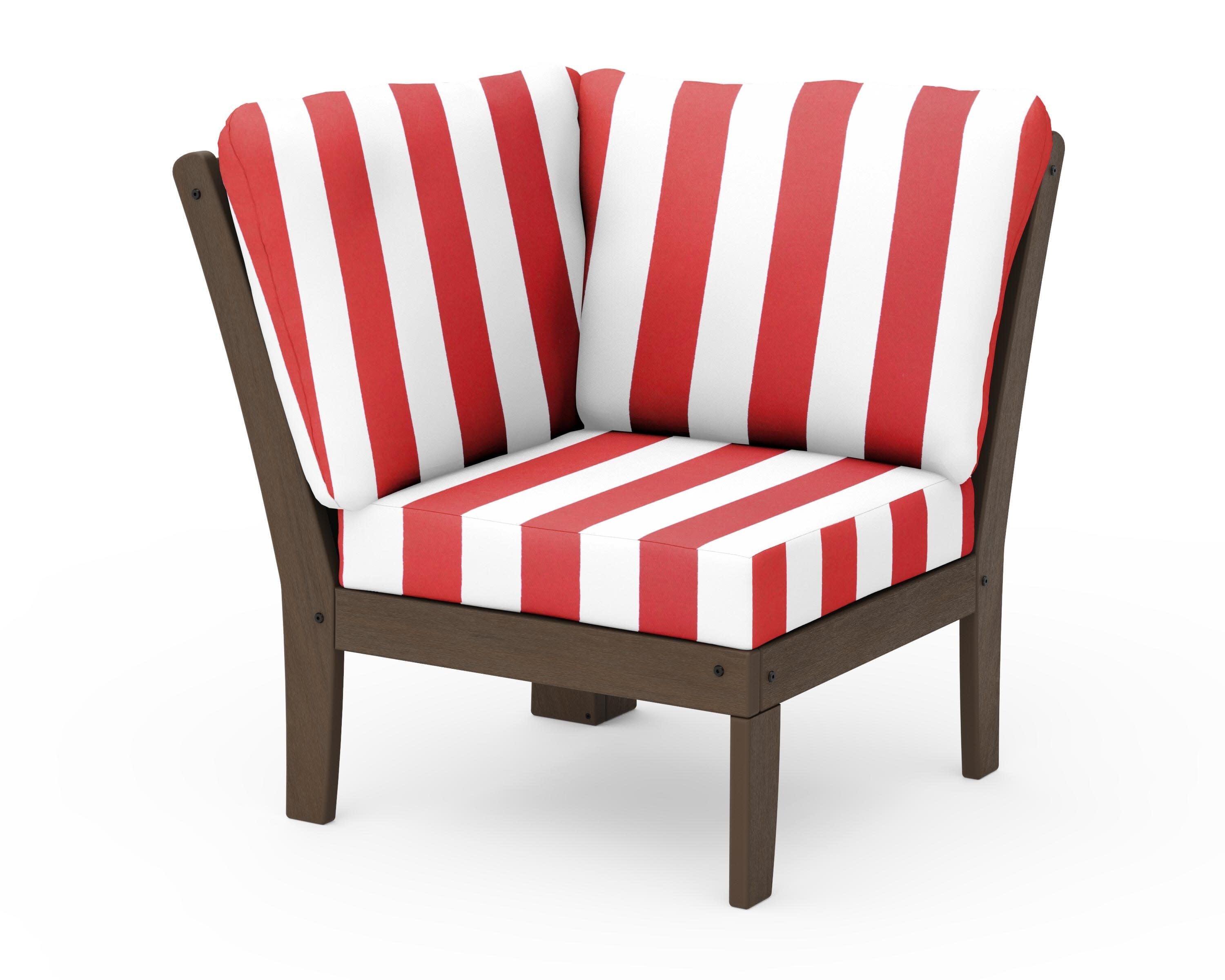 Braxton Modular Corner Chair in Kona / Cabana Stripe Crimson