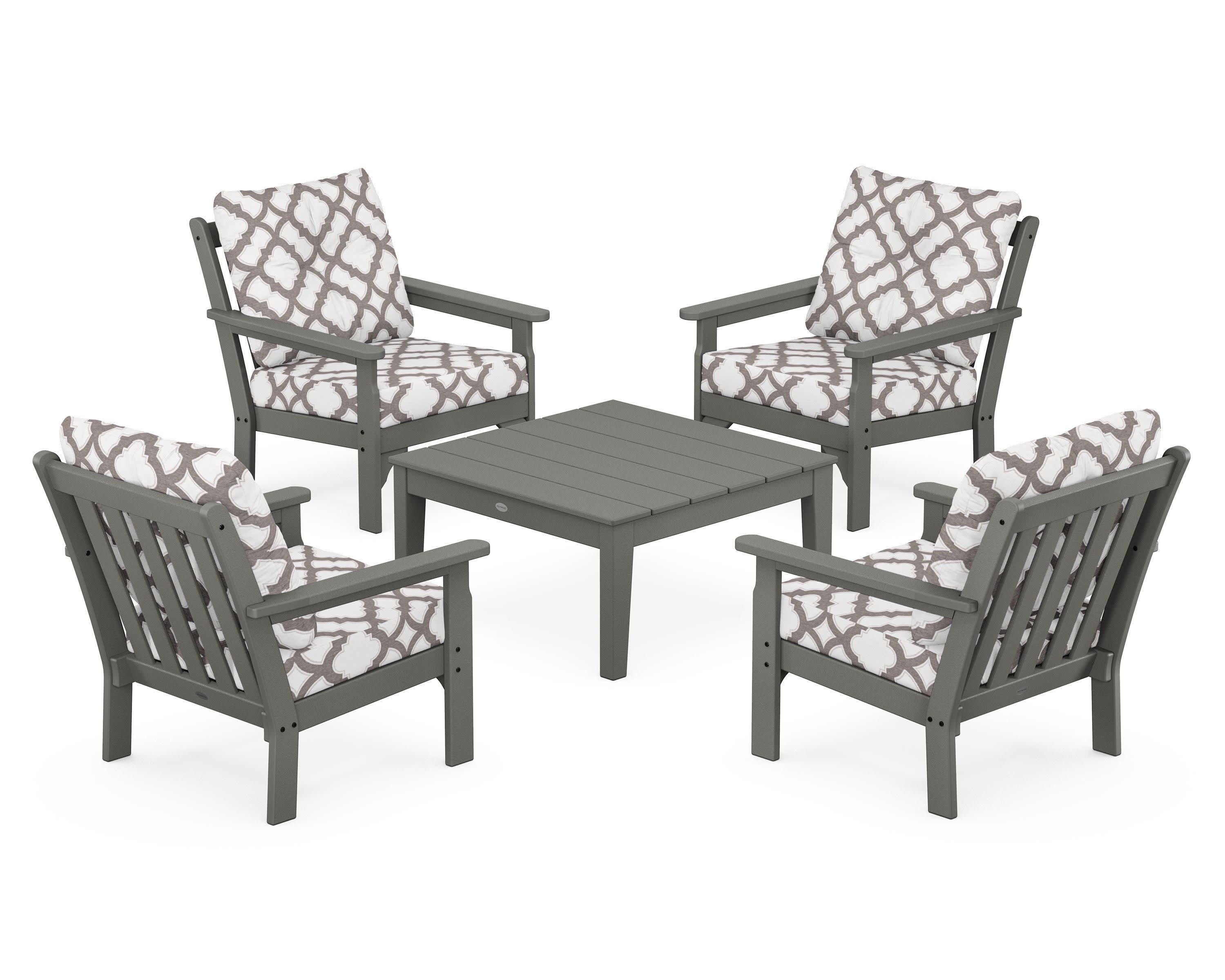 Vineyard 5-Piece Deep Seating Conversation Set in Slate Grey / Trellis Grey Mist