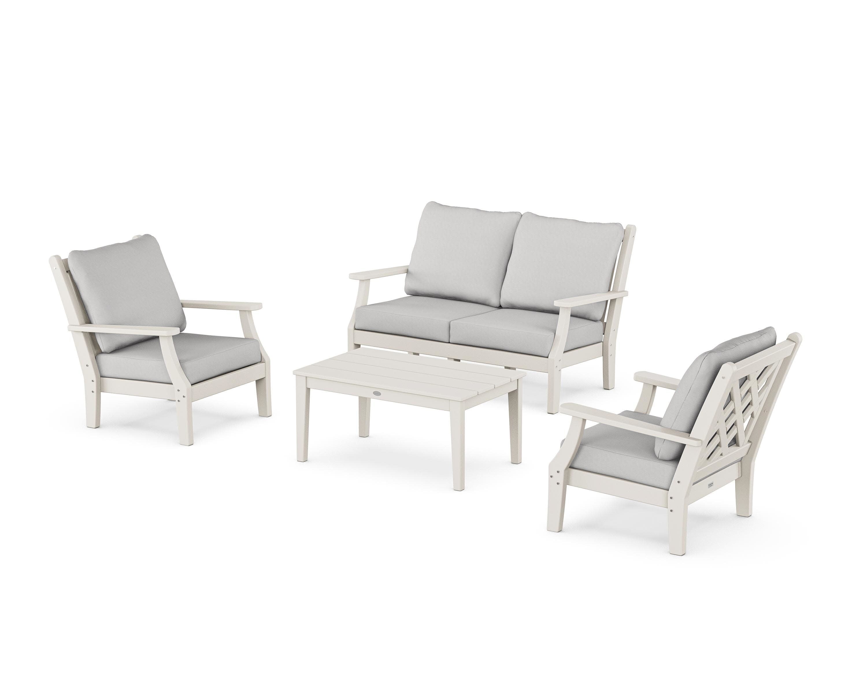 Wovendale 4-Piece Deep Seating Set with Loveseat in Sand / Diamond in the Rough