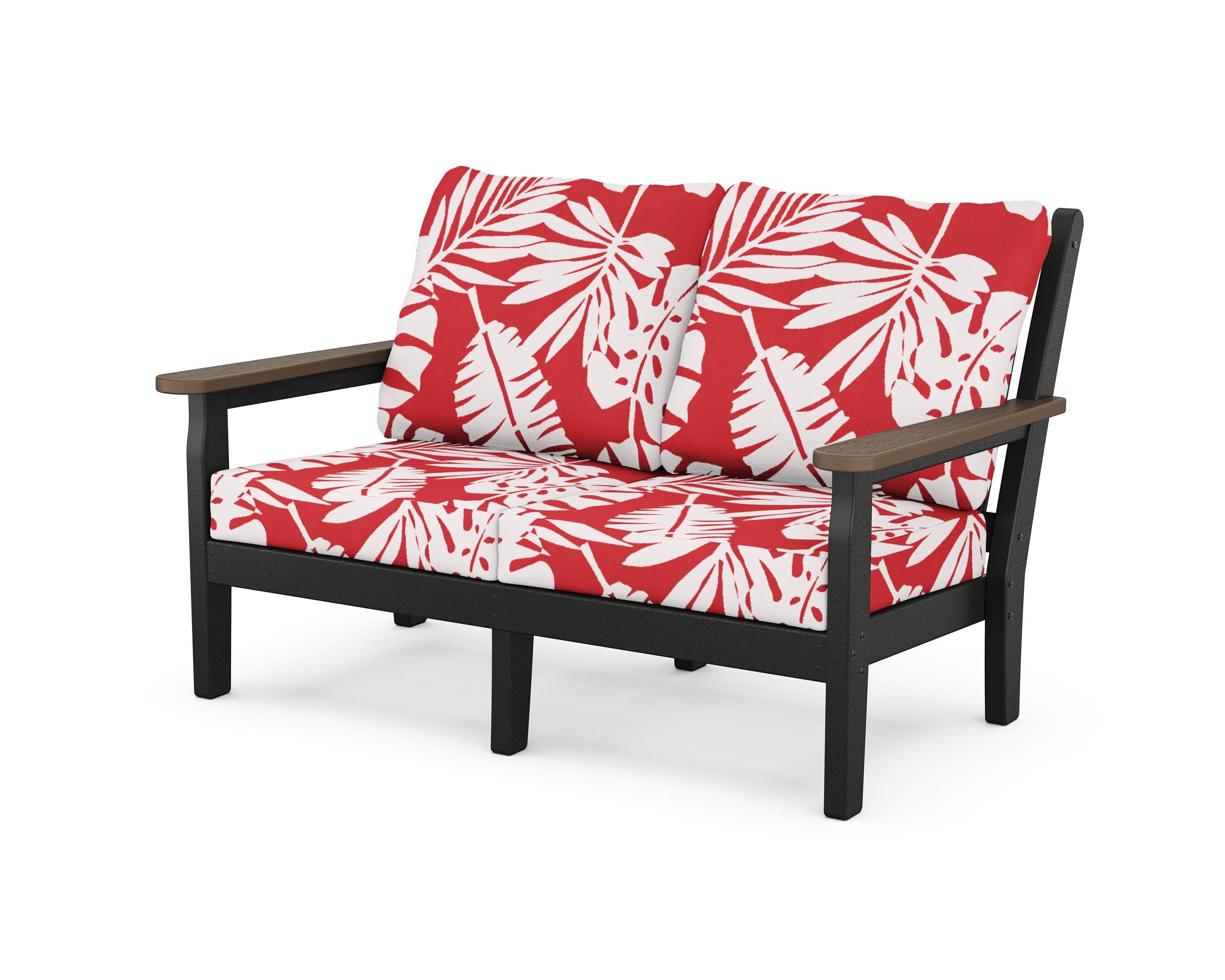 Chippendale Deep Seating Loveseat in Black / Kona / Leaf Crimson