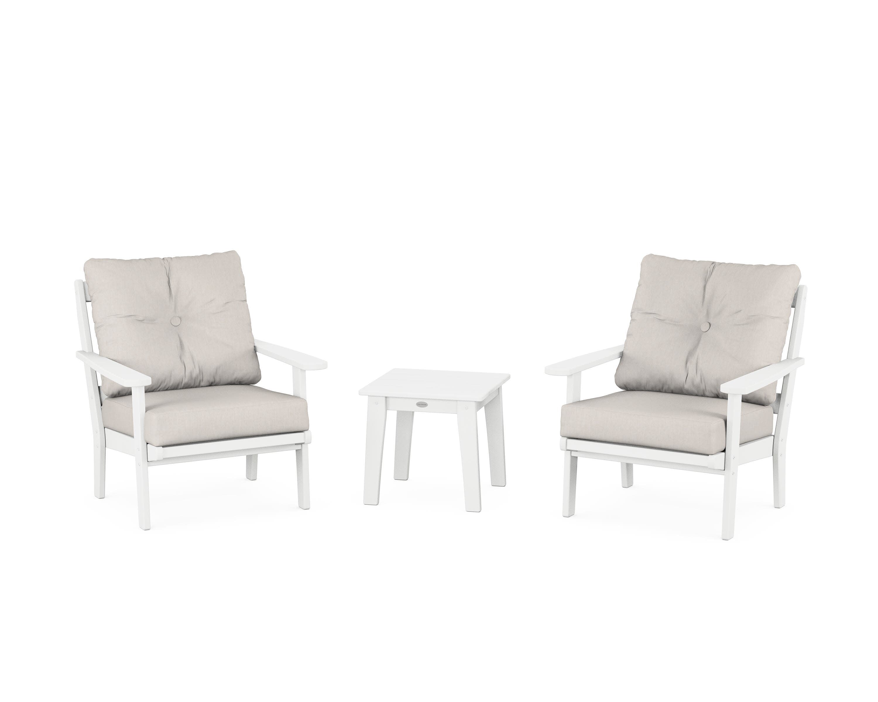 Mission 3-Piece Deep Seating Set in White / Cast Ash