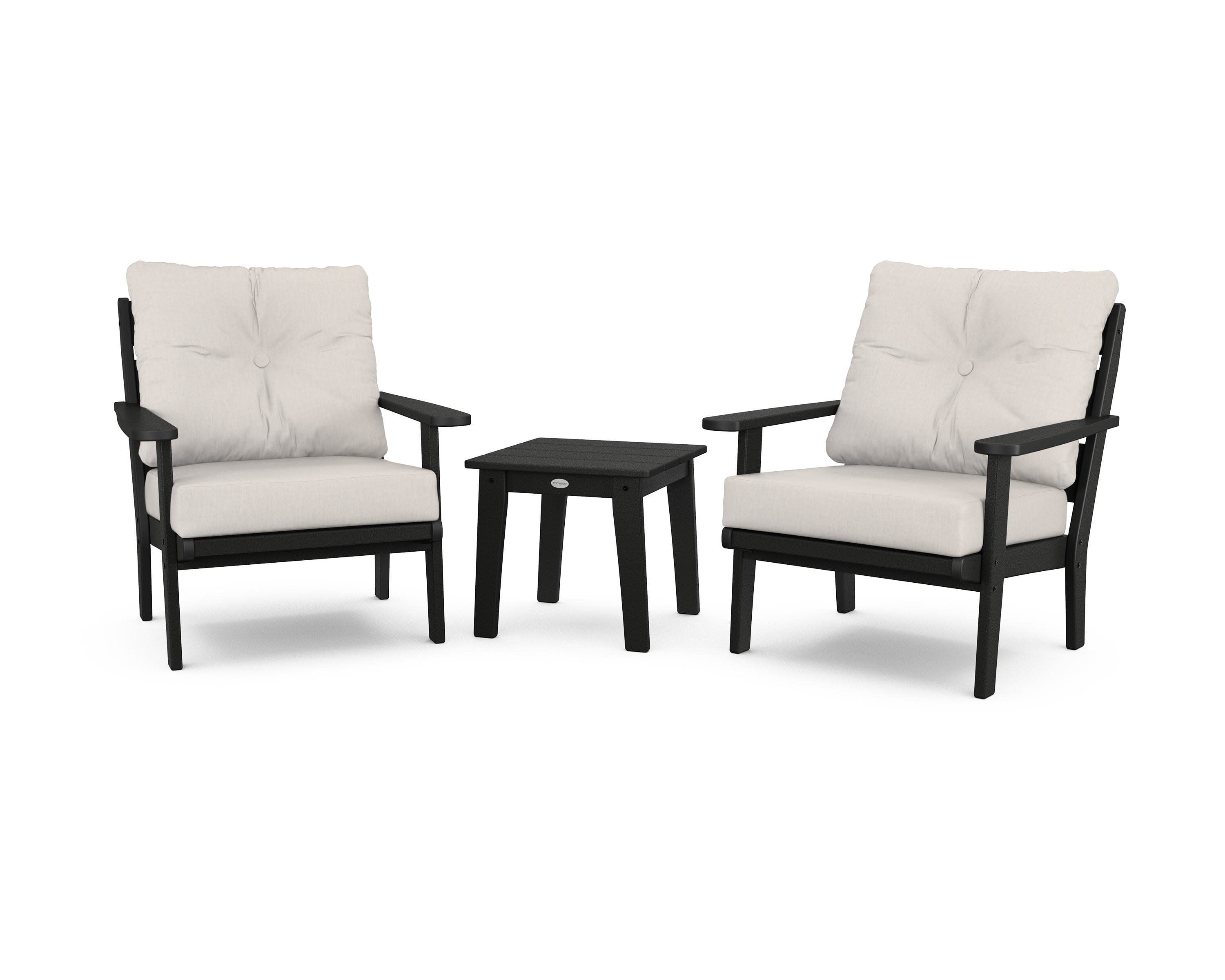 Lakeside 3-Piece Deep Seating Chair Set in Black / Cast Ash