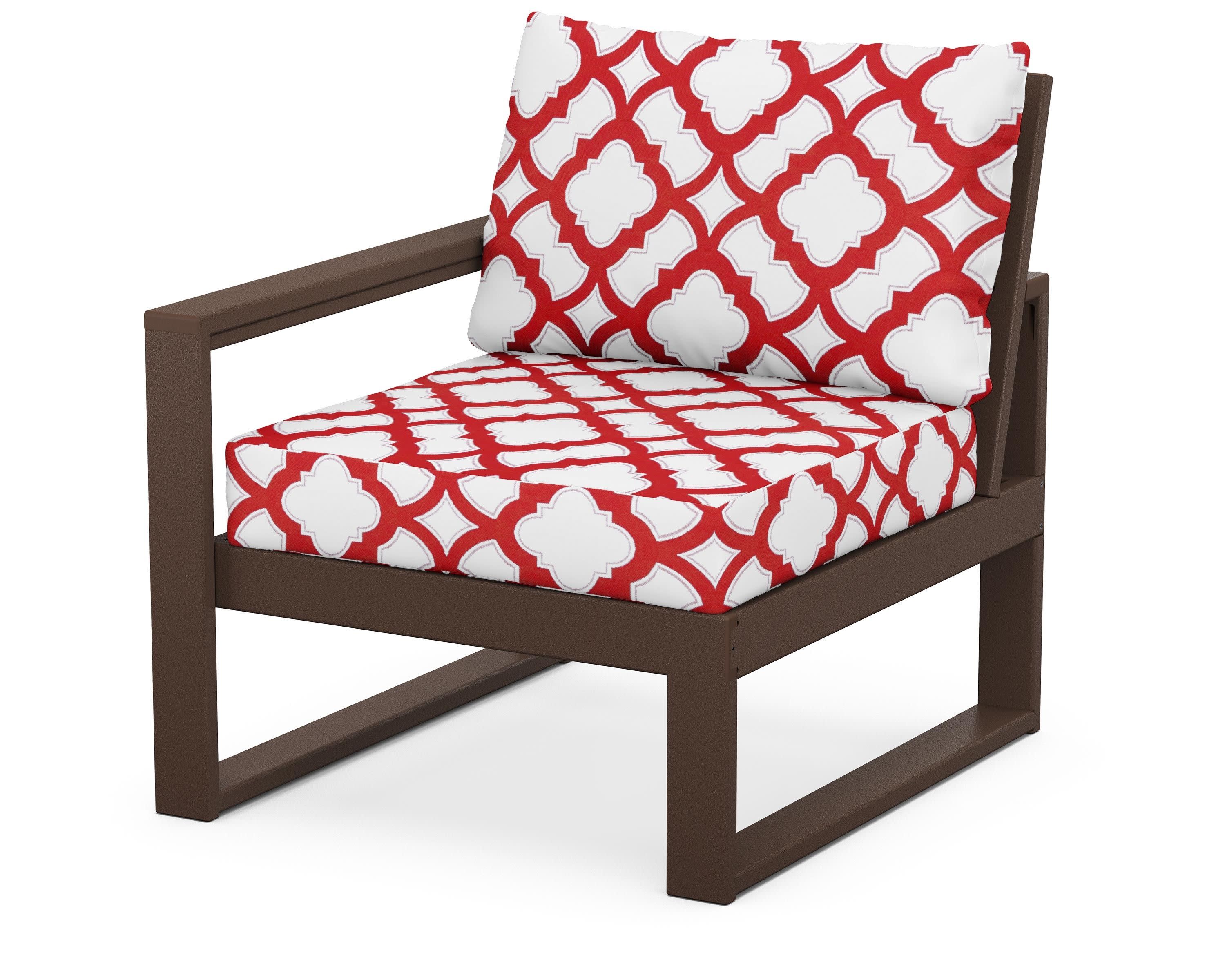 EDGE Modular Left Arm Chair in Mahogany / Trellis Crimson
