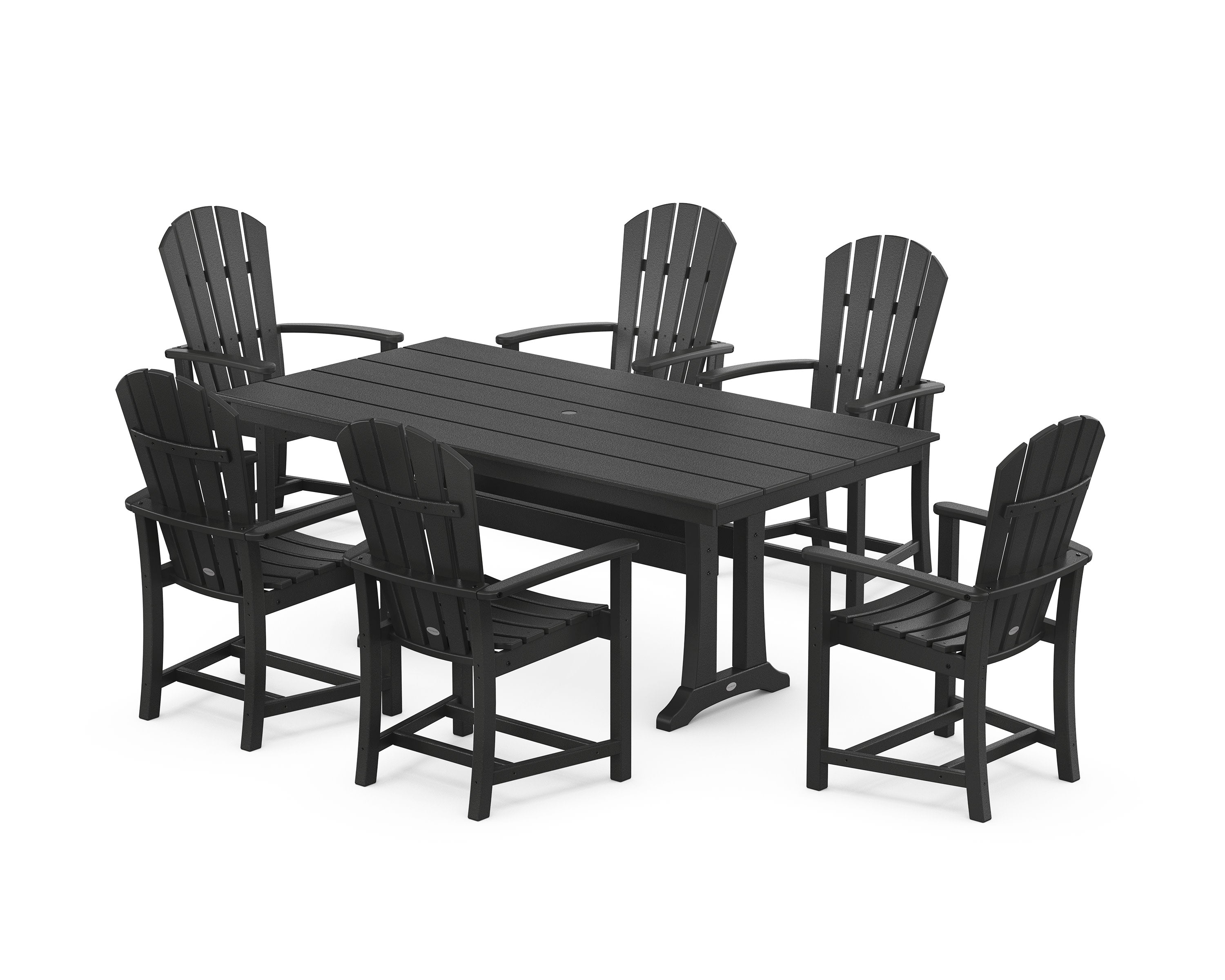 Palm Coast 7-Piece Dining Set with Trestle Legs in Black