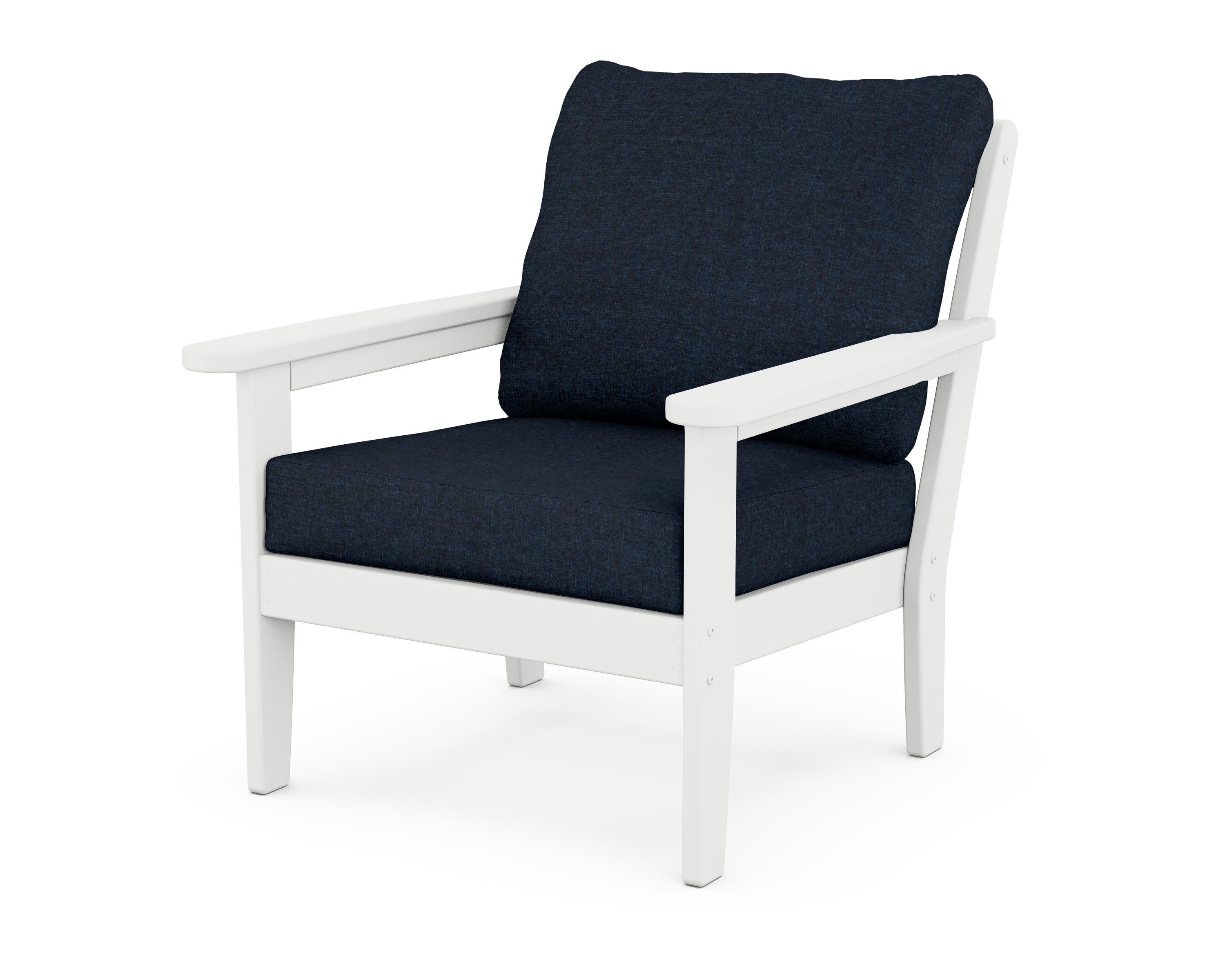 Cottage Deep Seating Chair in White / Marine Indigo