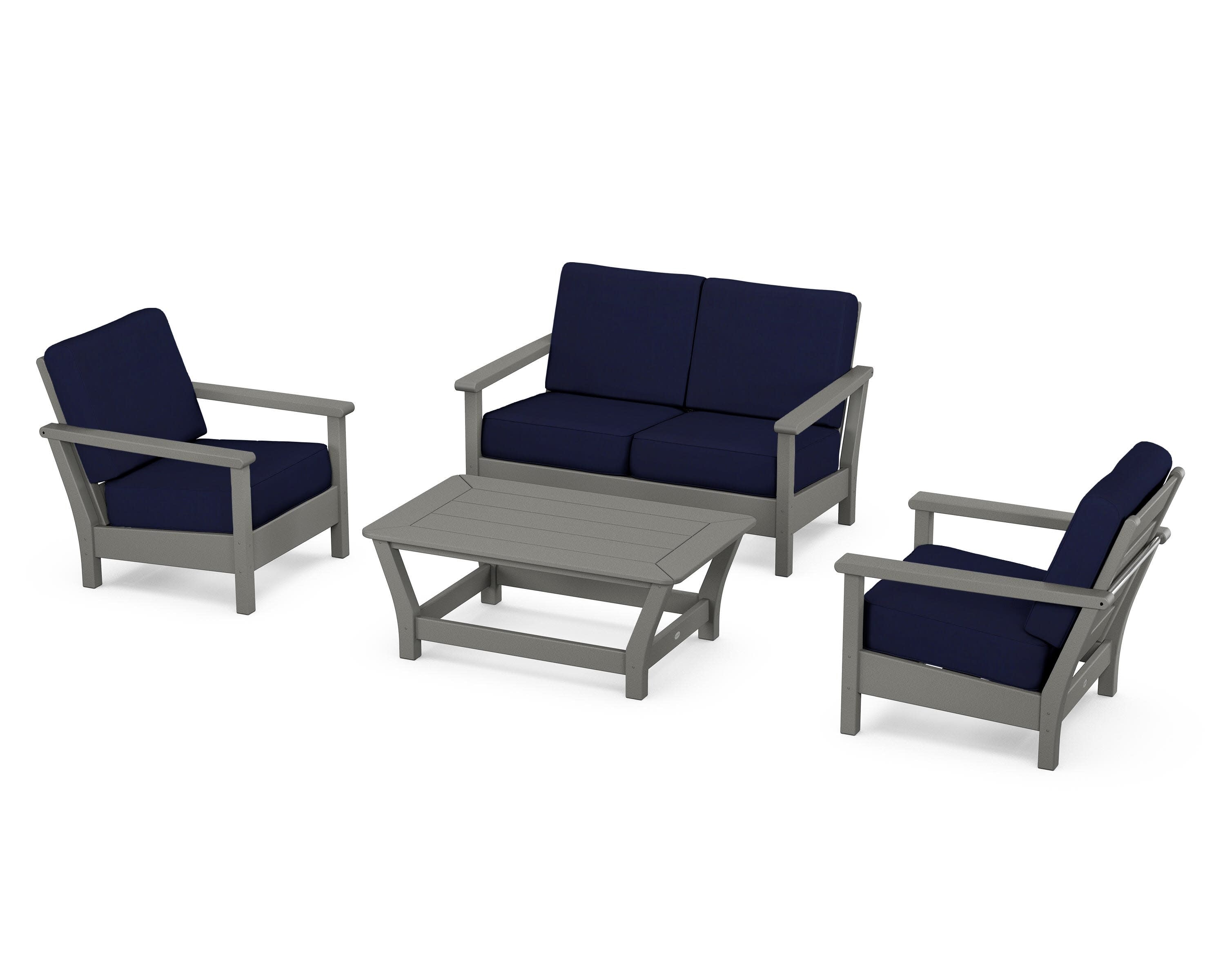 Harbour 4-Piece Deep Seating Set in Slate Grey / Navy