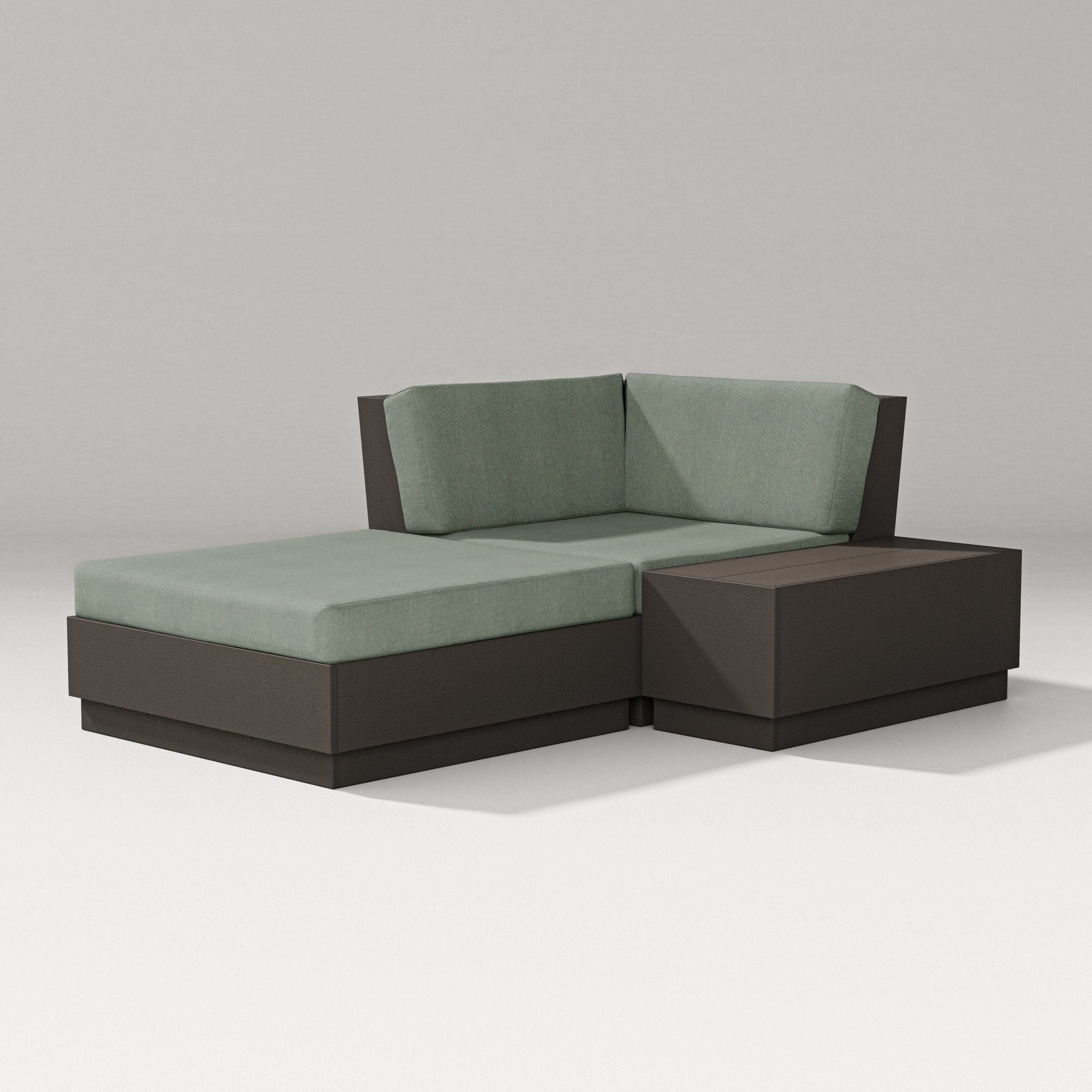 Elevate Corner Chaise in Vintage Coffee / Cast Sage