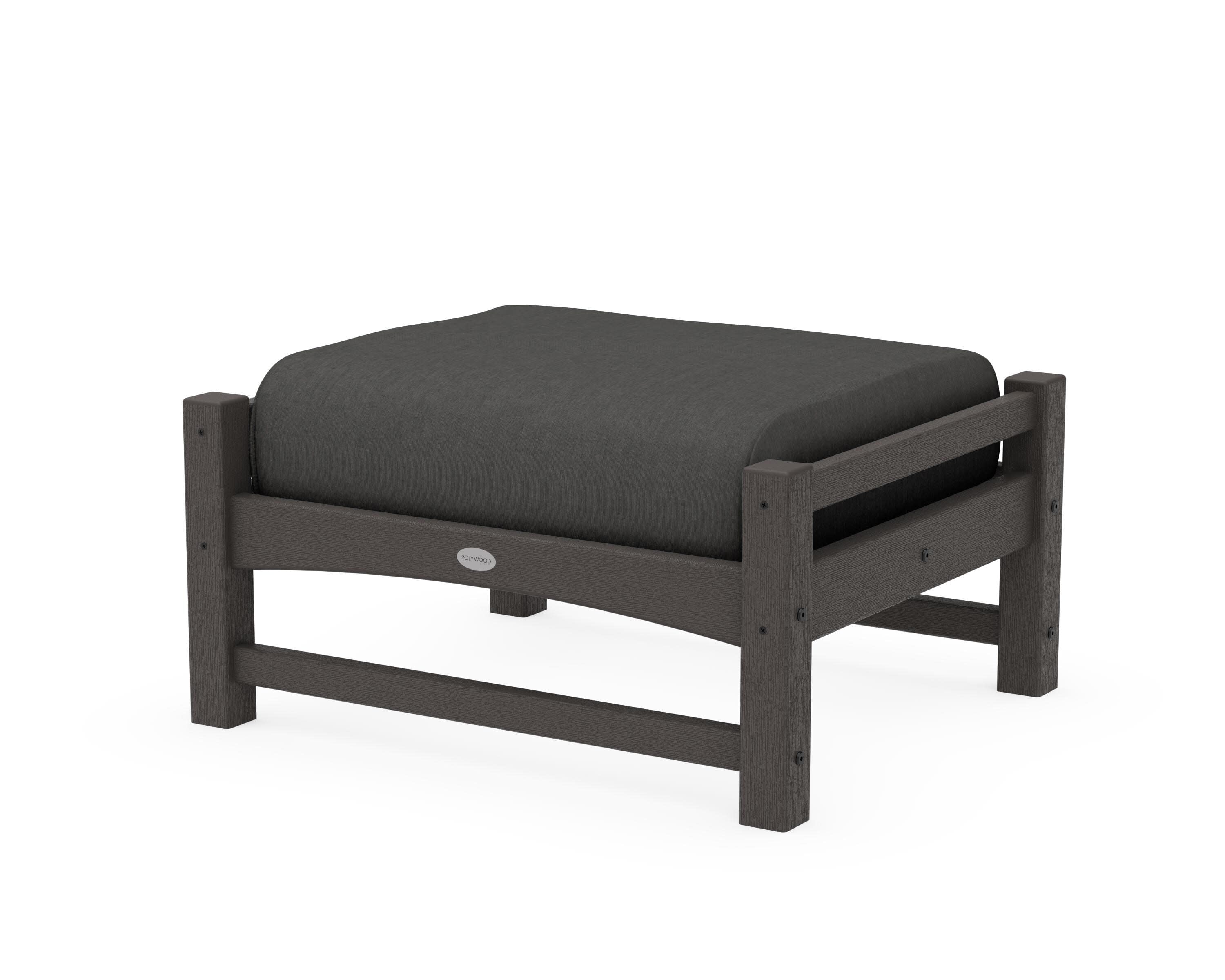 Club Ottoman in Vintage Coffee / Spectrum Carbon
