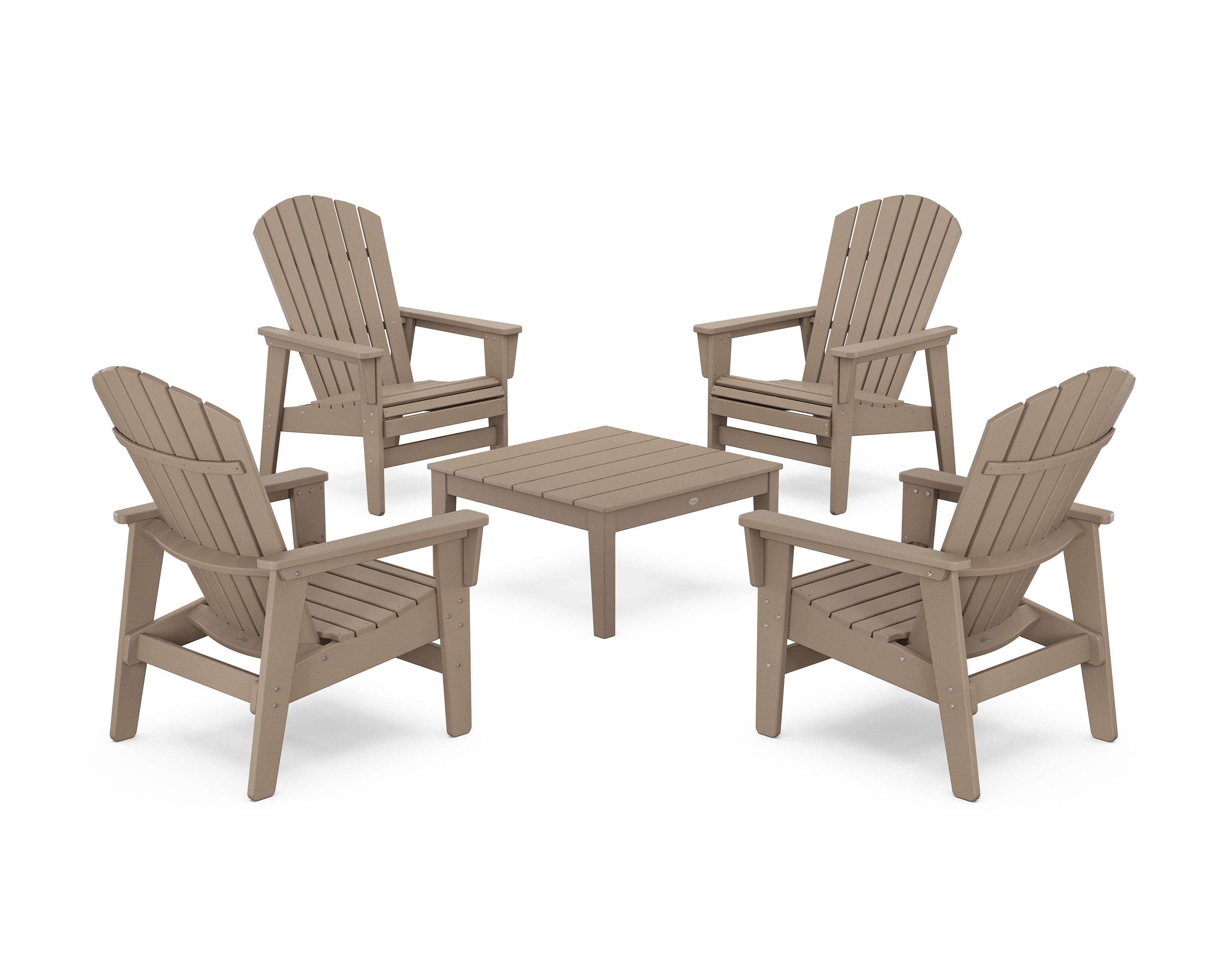 5-Piece Nautical Grand Upright Adirondack Chair Conversation Group in Vintage Sahara